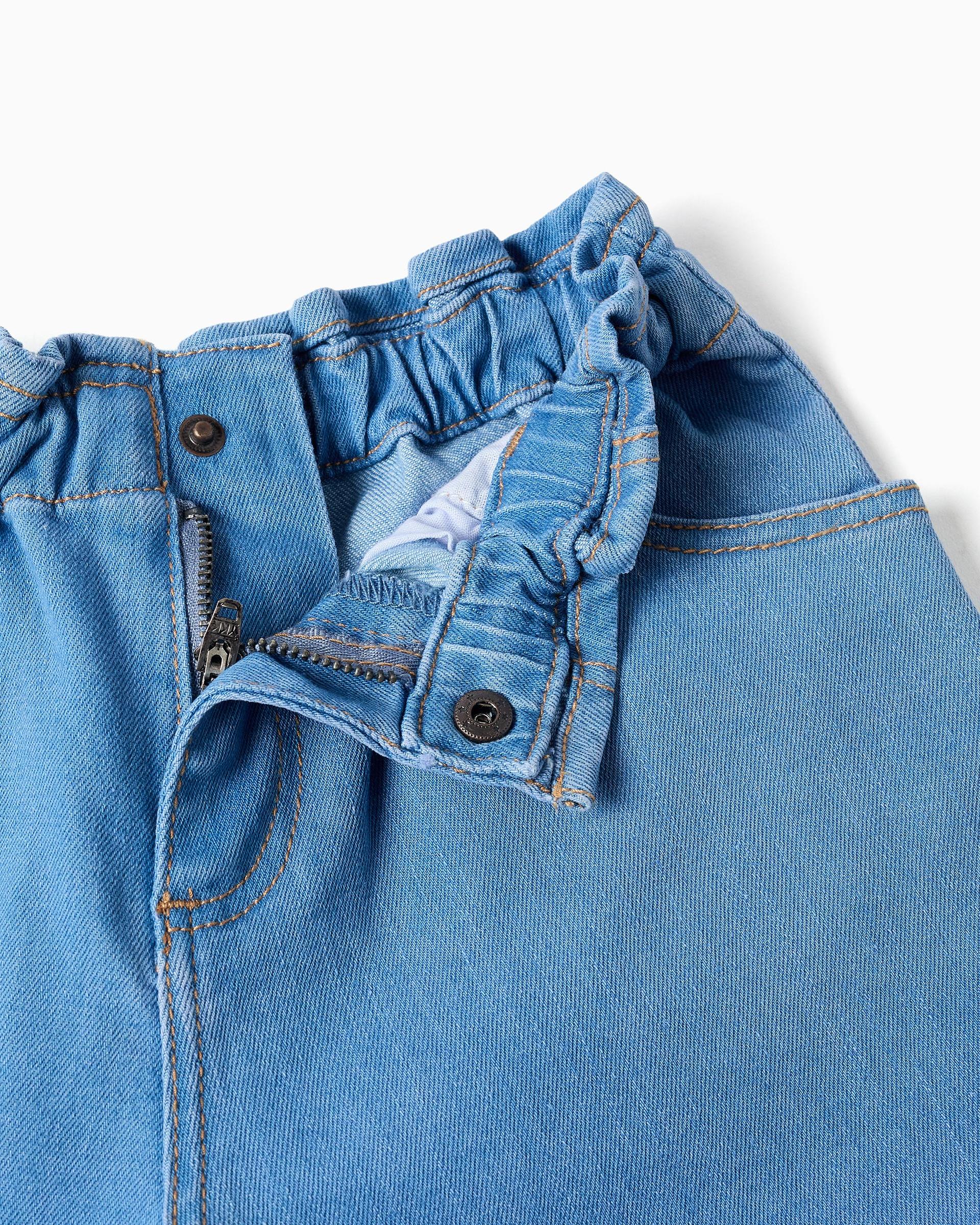 Shorts de niña cintura paperbag y con bolsillos - Zippy - Azul claro Azul claro-2