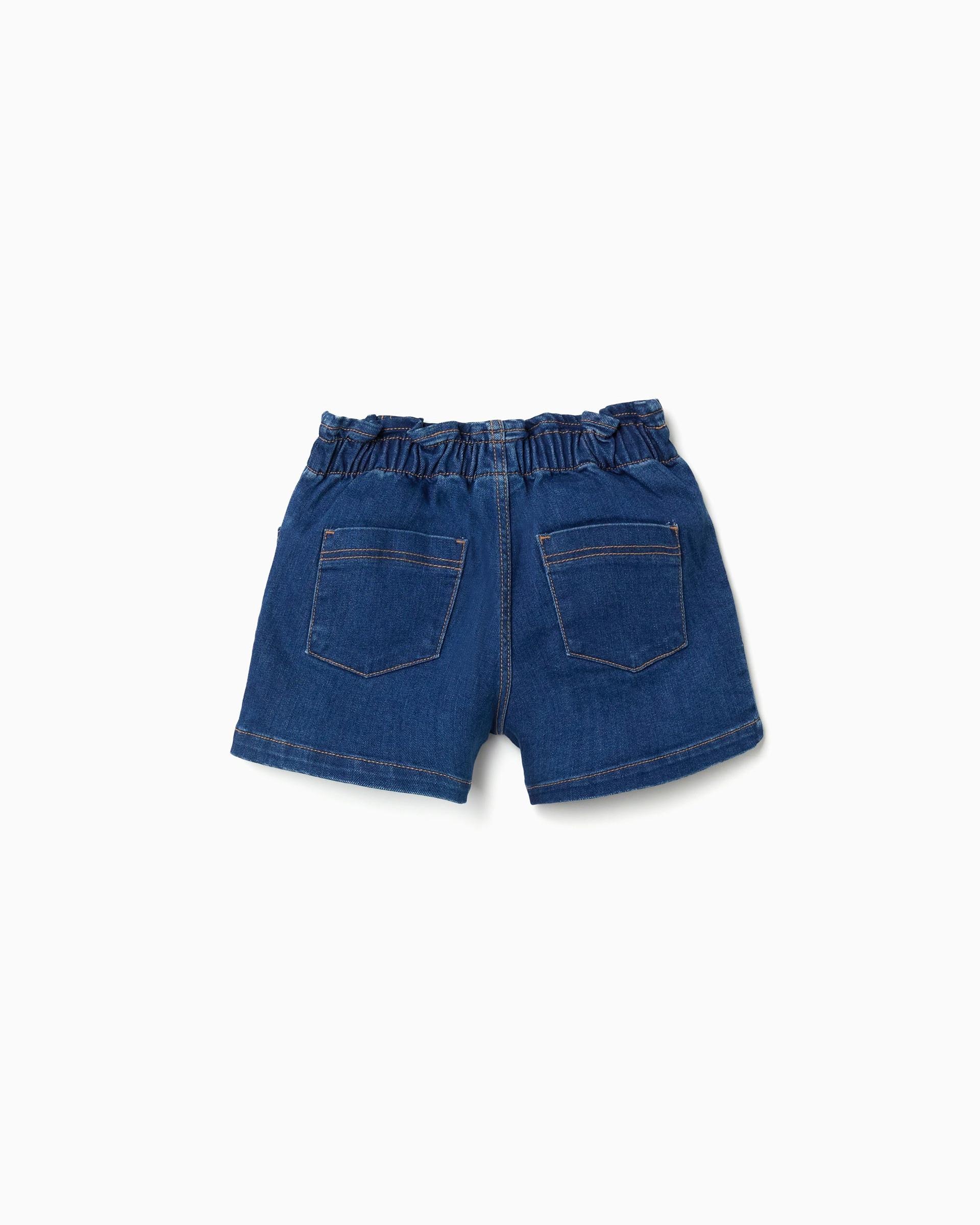 Shorts de niña cintura paperbag y con bolsillos - Zippy - Azul denim Azul denim-3