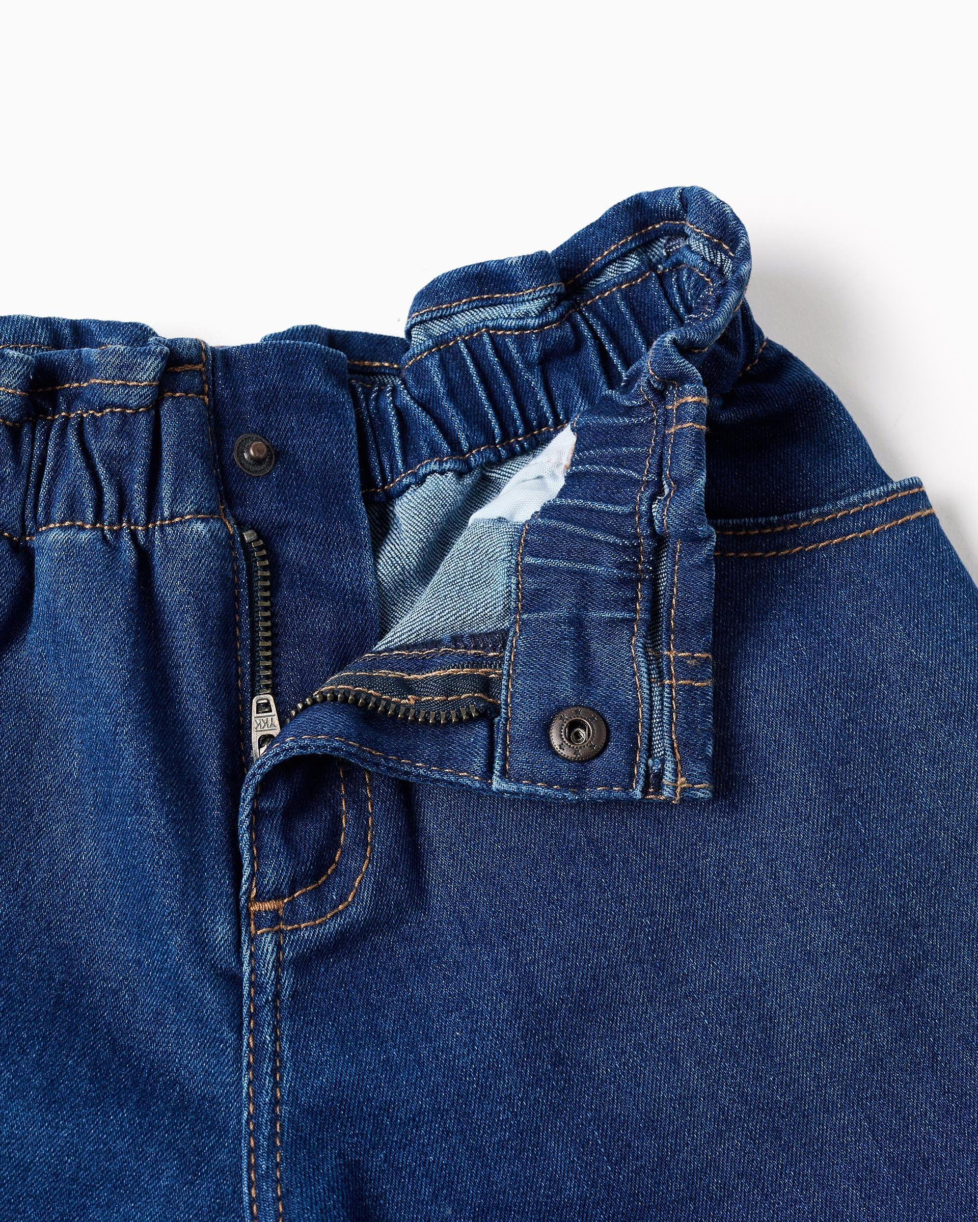 Shorts de niña cintura paperbag y con bolsillos - Zippy - Azul denim Azul denim-2