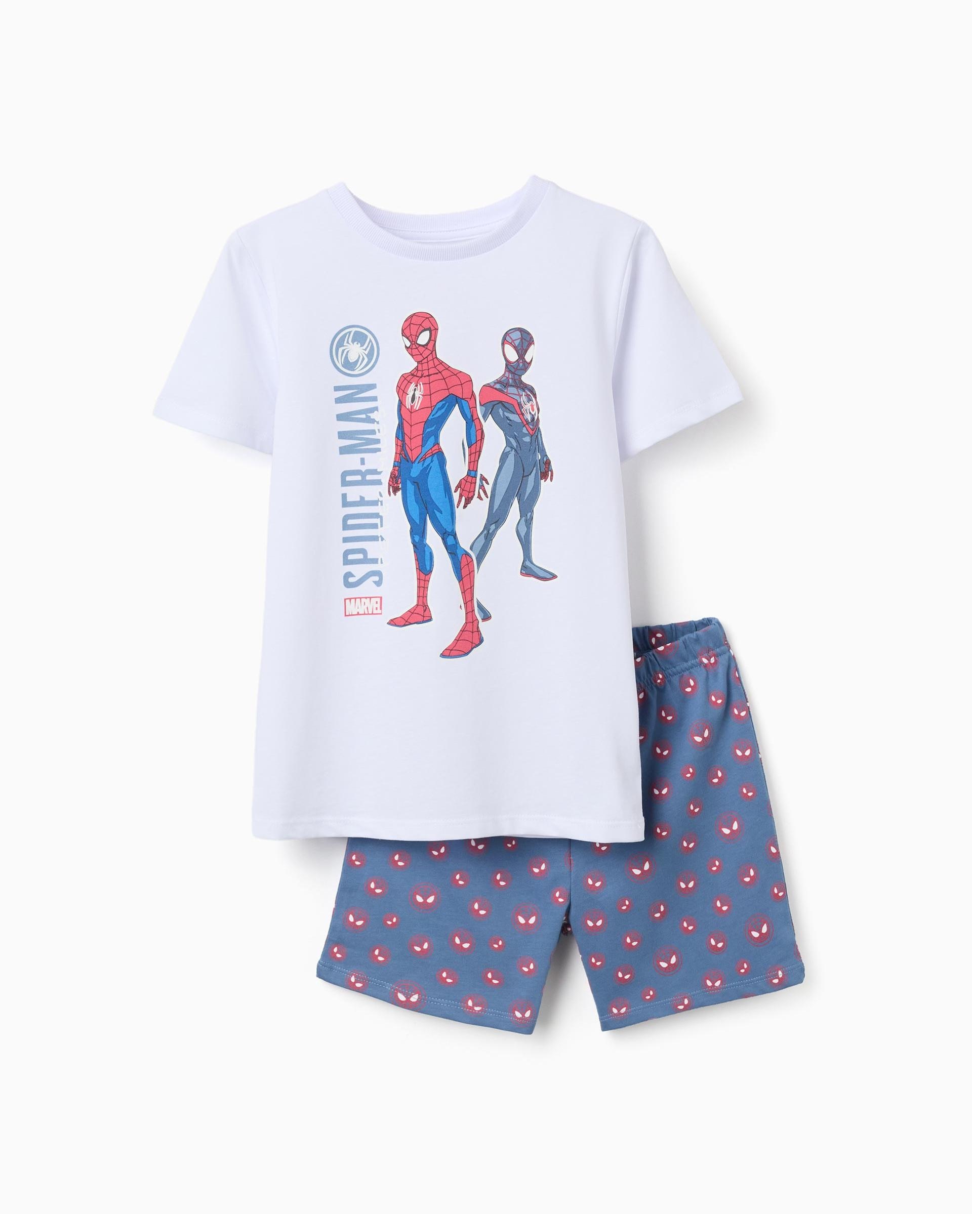 Pijama completo de niño 100% algodón y con estampado spider-man que brilla en la oscuridad - Zippy - Blanco Blanco-1