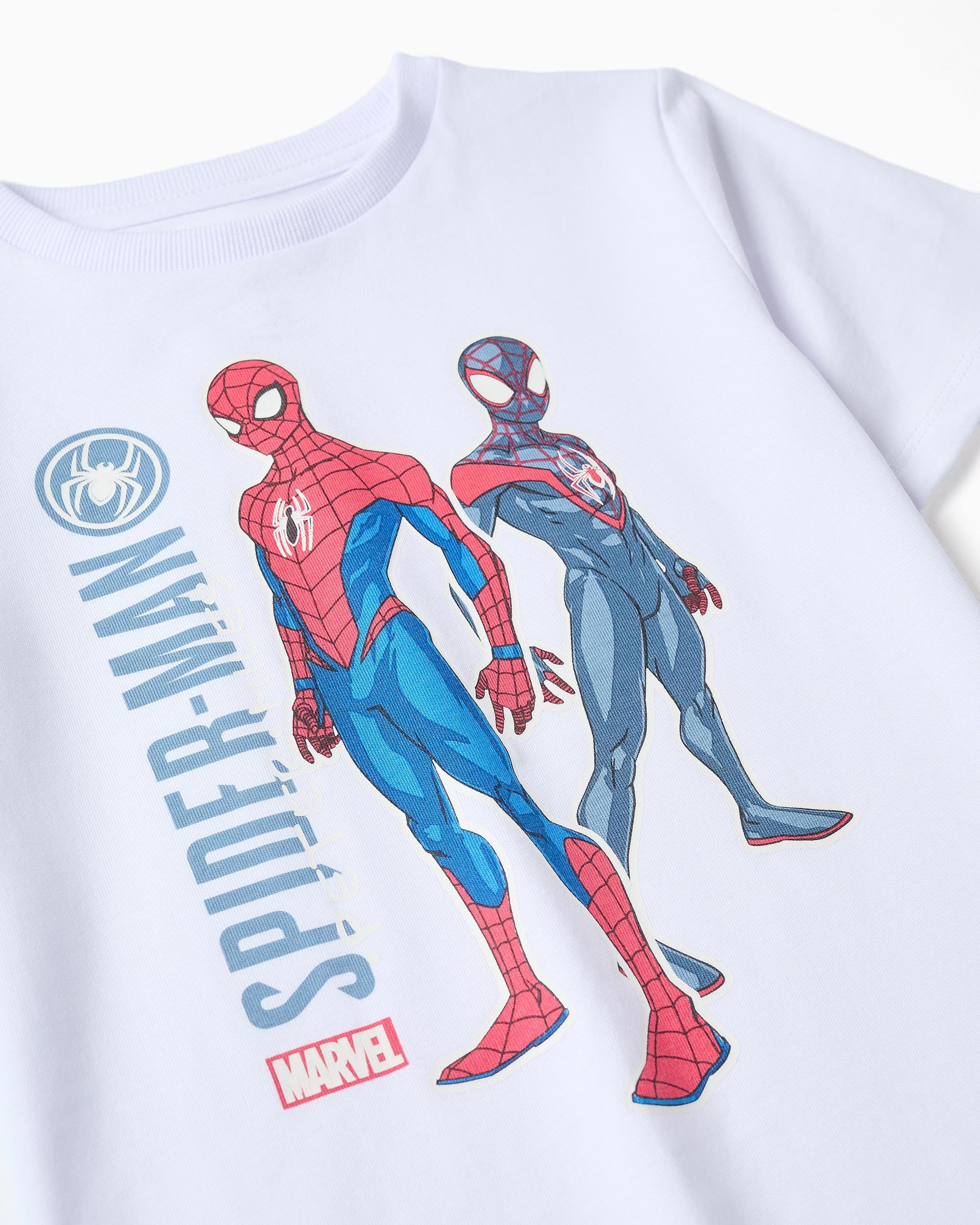 Pijama completo de niño 100% algodón y con estampado spider-man que brilla en la oscuridad - Zippy - Blanco Blanco-2