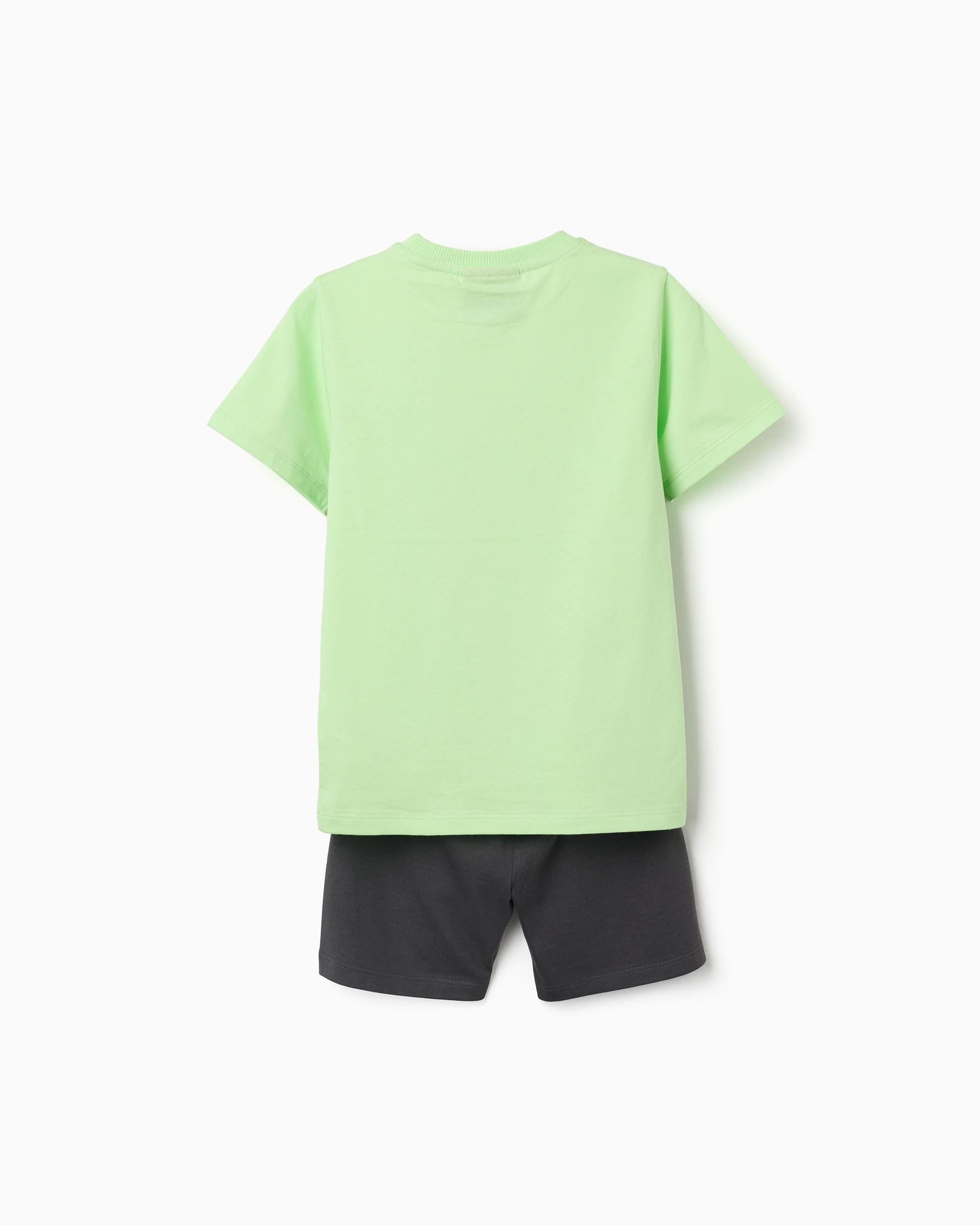 Pijama de niño 100% algodón y con estampado minecraft - Zippy - Verde claro Verde claro-2