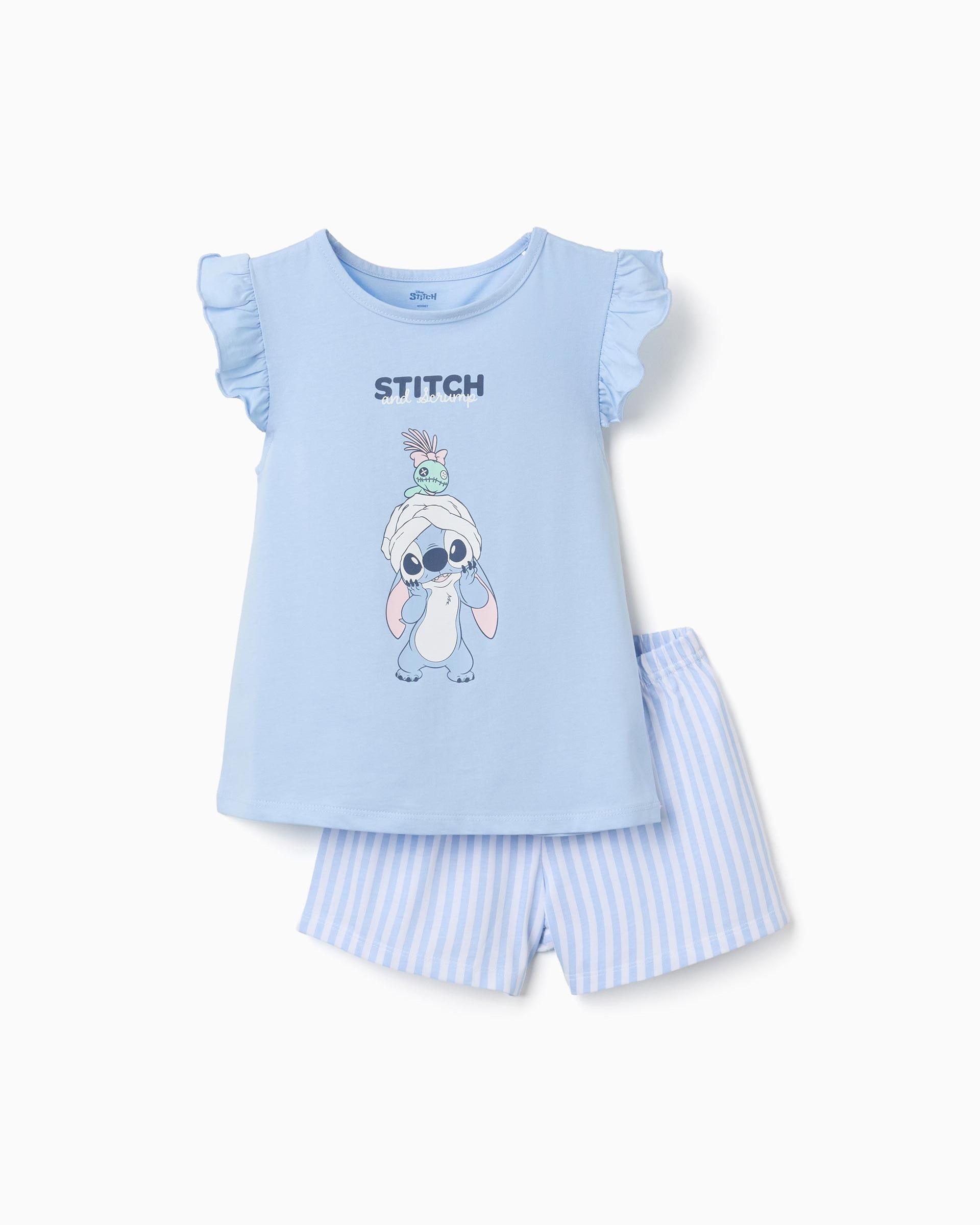 Pijama de niña 100% algodón y con estampado stitch - Zippy - Azul claro Azul claro-1
