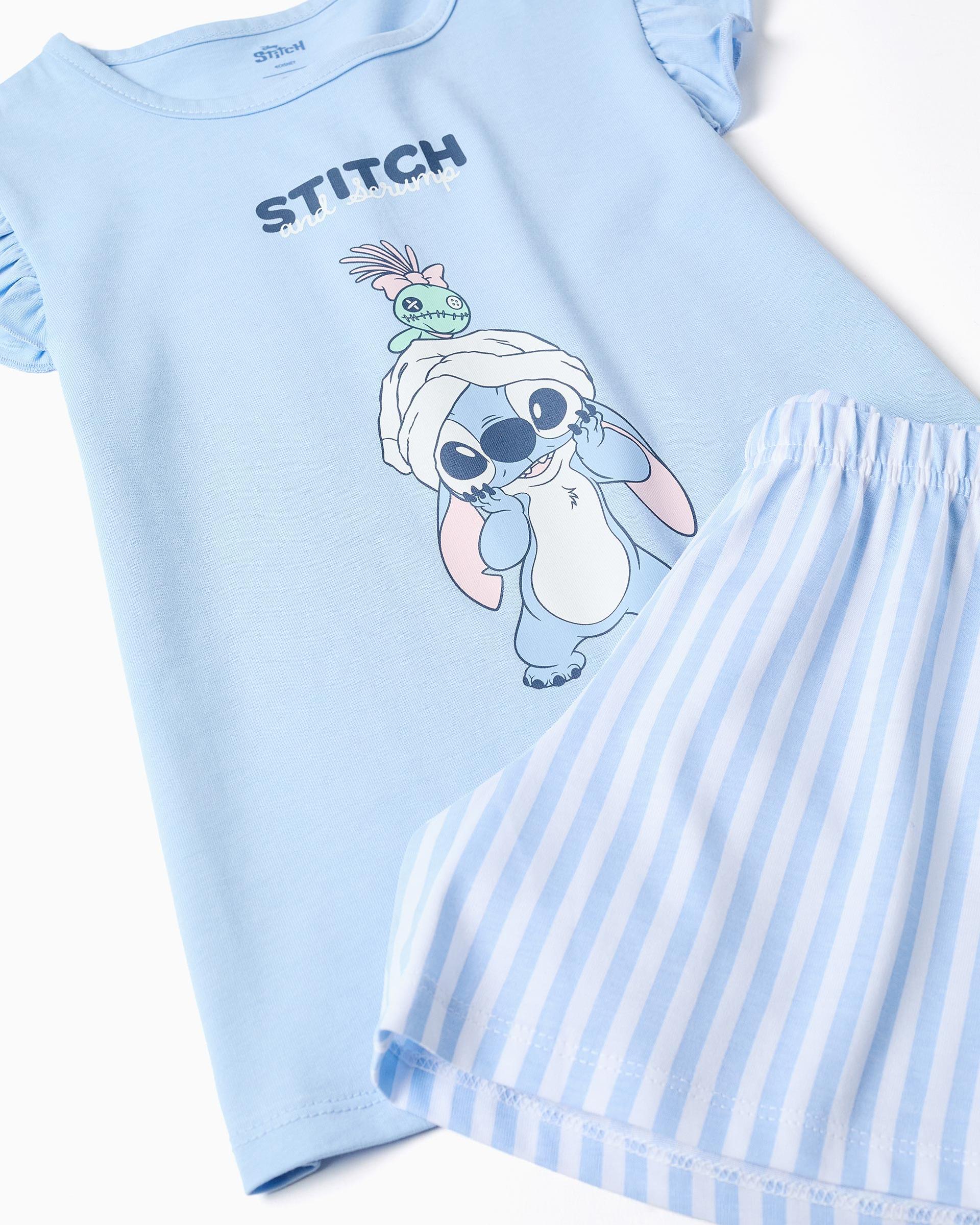 Pijama de niña 100% algodón y con estampado stitch - Zippy - Azul claro Azul claro-2