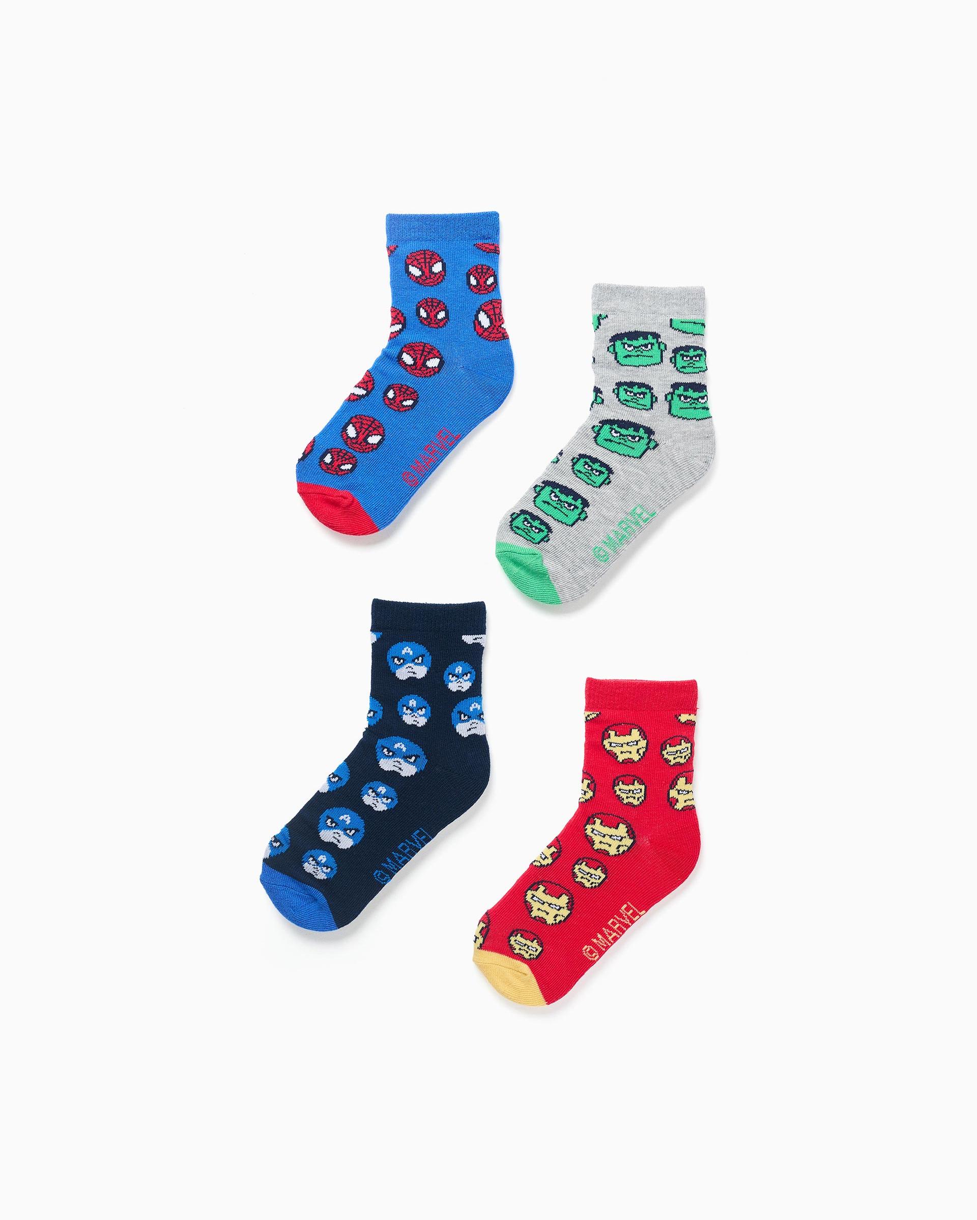 Pack de 4 calcetines de niño con estampados Vengadores y extremos acanalados - Zippy - Multicolor Multicolor-1