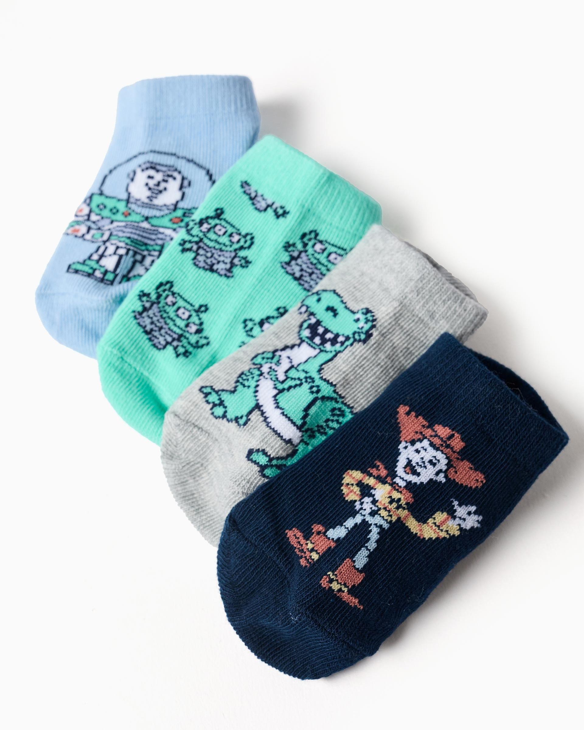 Imagen 2 de Pack de 4 calcetines de bebé niño con estampadostoy story y con extremos acanalados - Zippy - Multicolor Multicolor