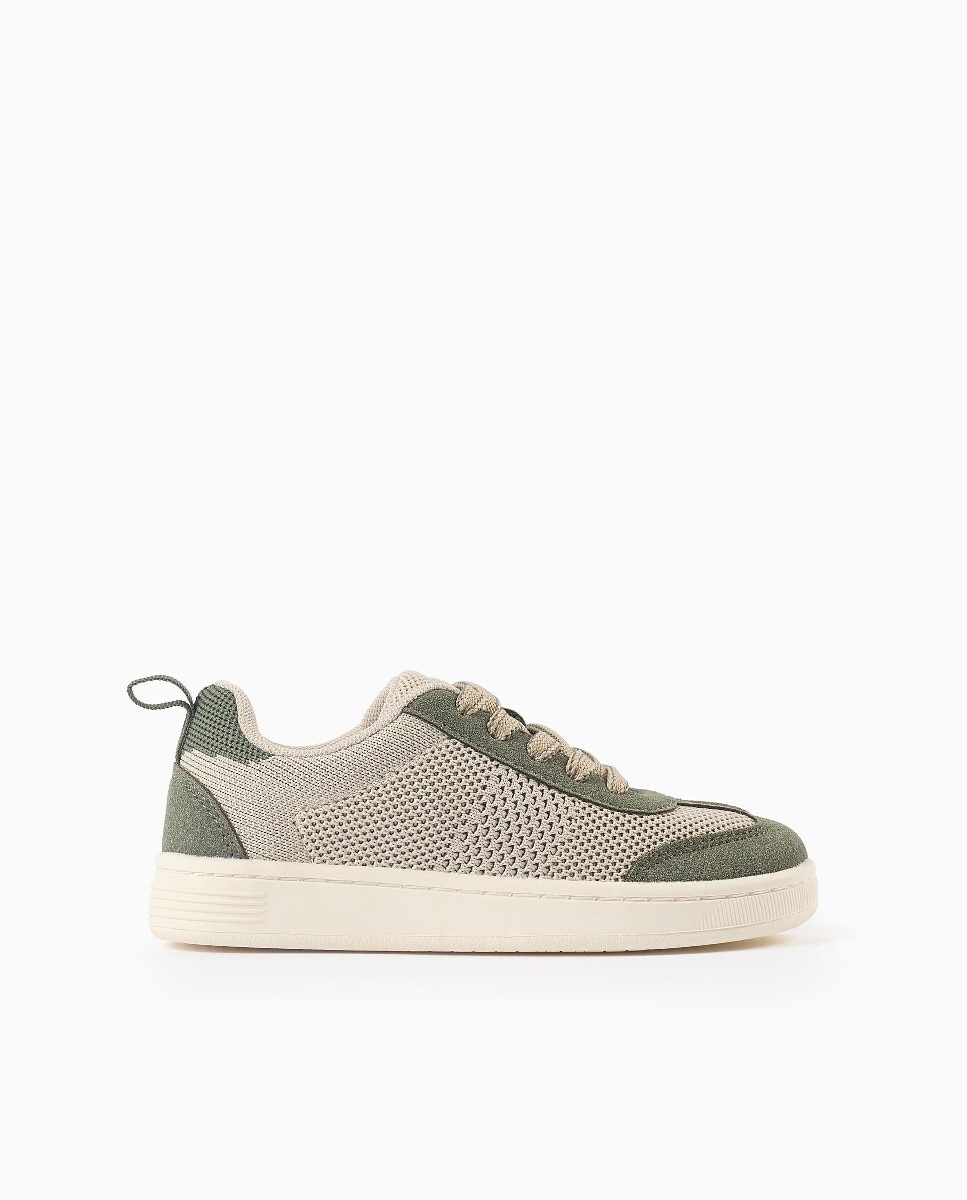 Zapatillas deportivas de niño con detalles en malla y cordones - Zippy - Beige Beige-1
