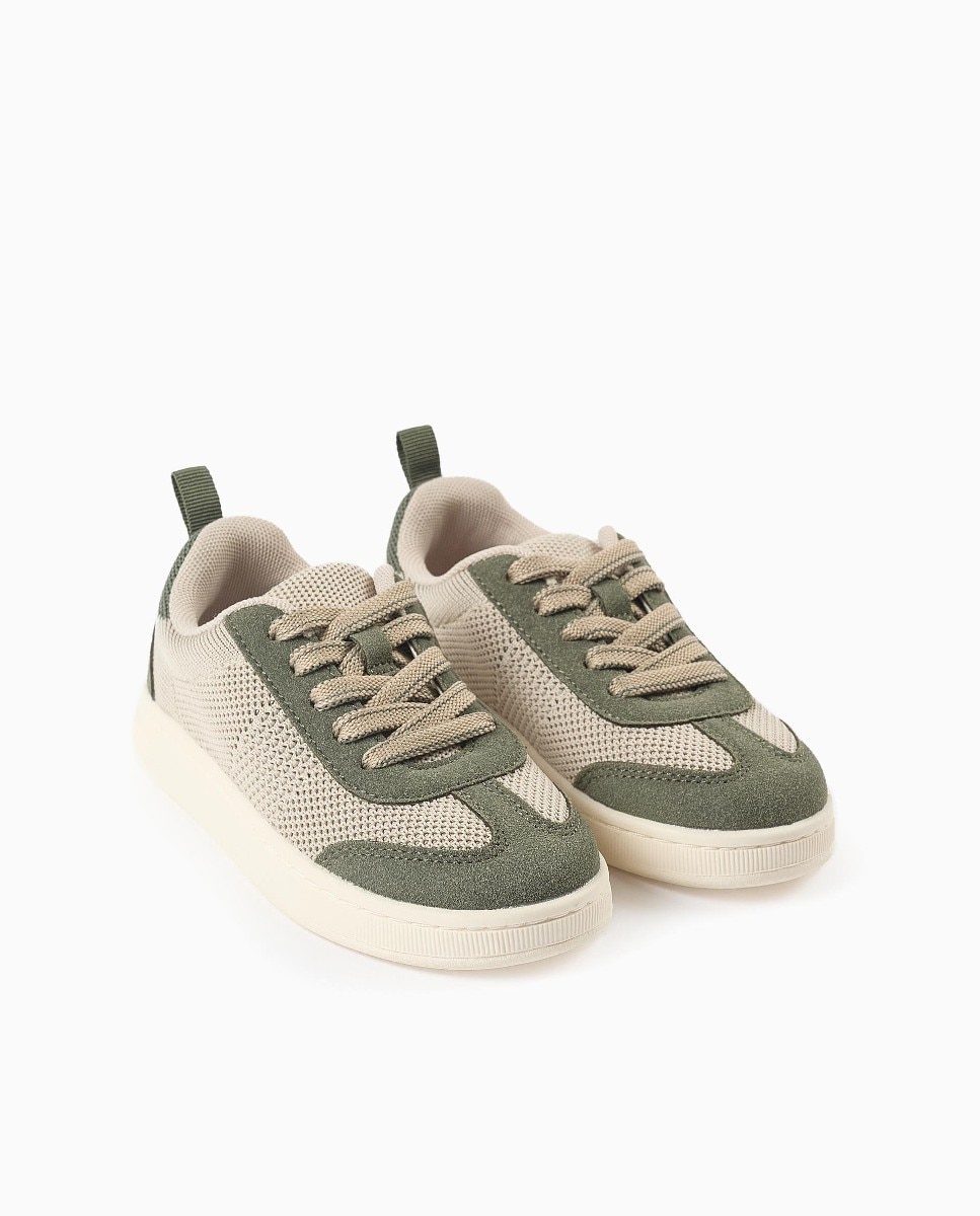 Zapatillas deportivas de niño con detalles en malla y cordones - Zippy - Beige Beige-2