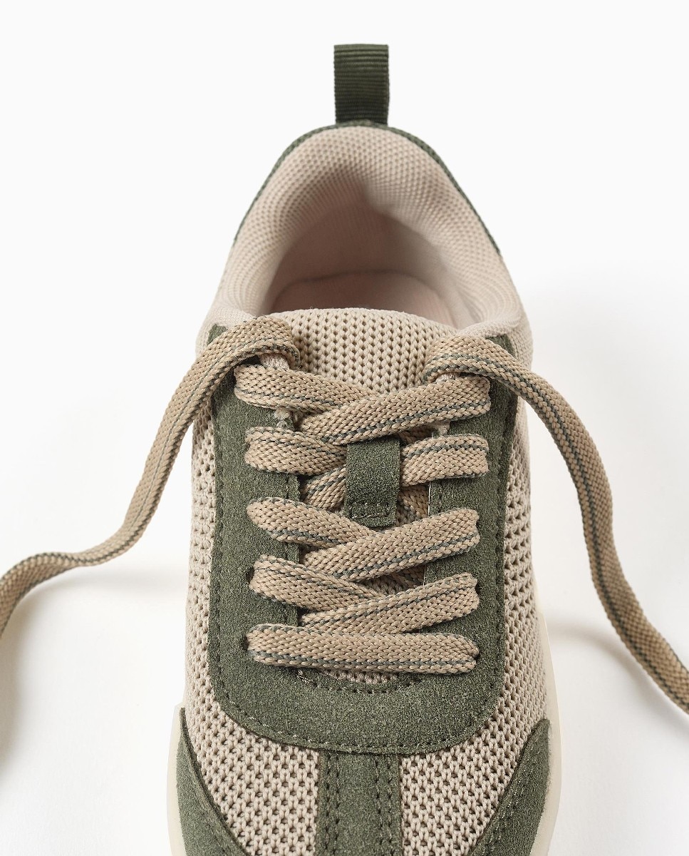 Zapatillas deportivas de niño con detalles en malla y cordones - Zippy - Beige Beige-4
