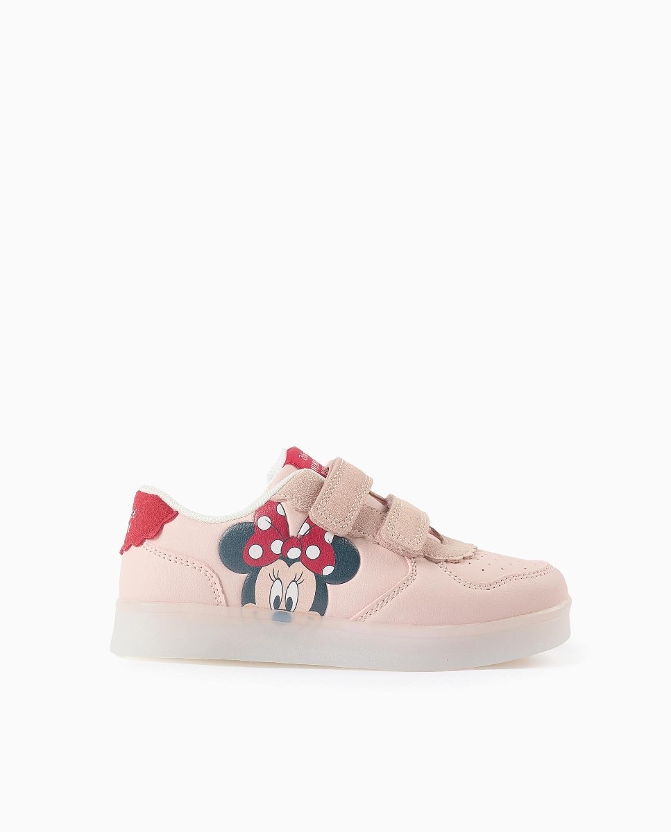 Zapatillas de luces de niña con estampado Minnie - Zippy - Rosa claro Rosa claro-1