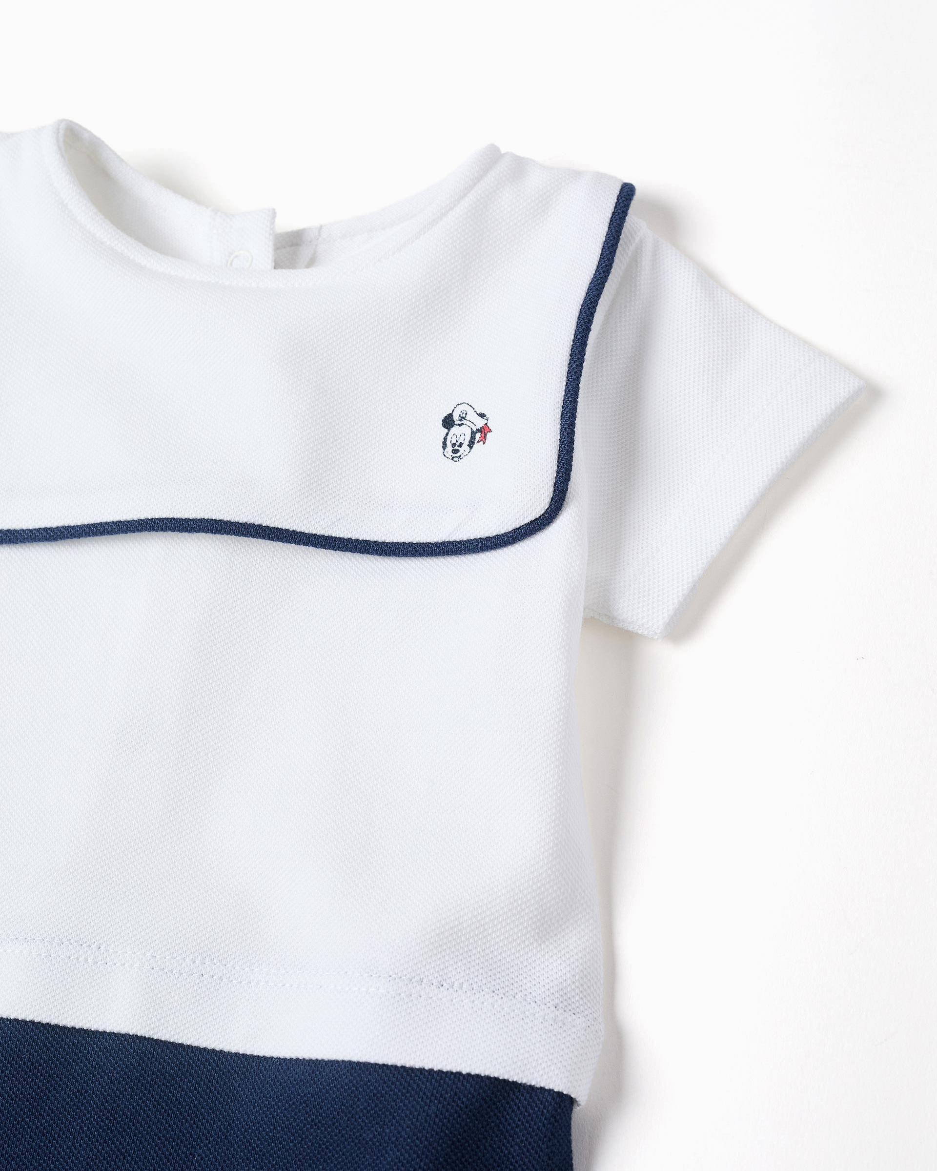 Pelele de bebé niño 100% algodón y con estampado mickey - Zippy - Azul marino Azul marino-2
