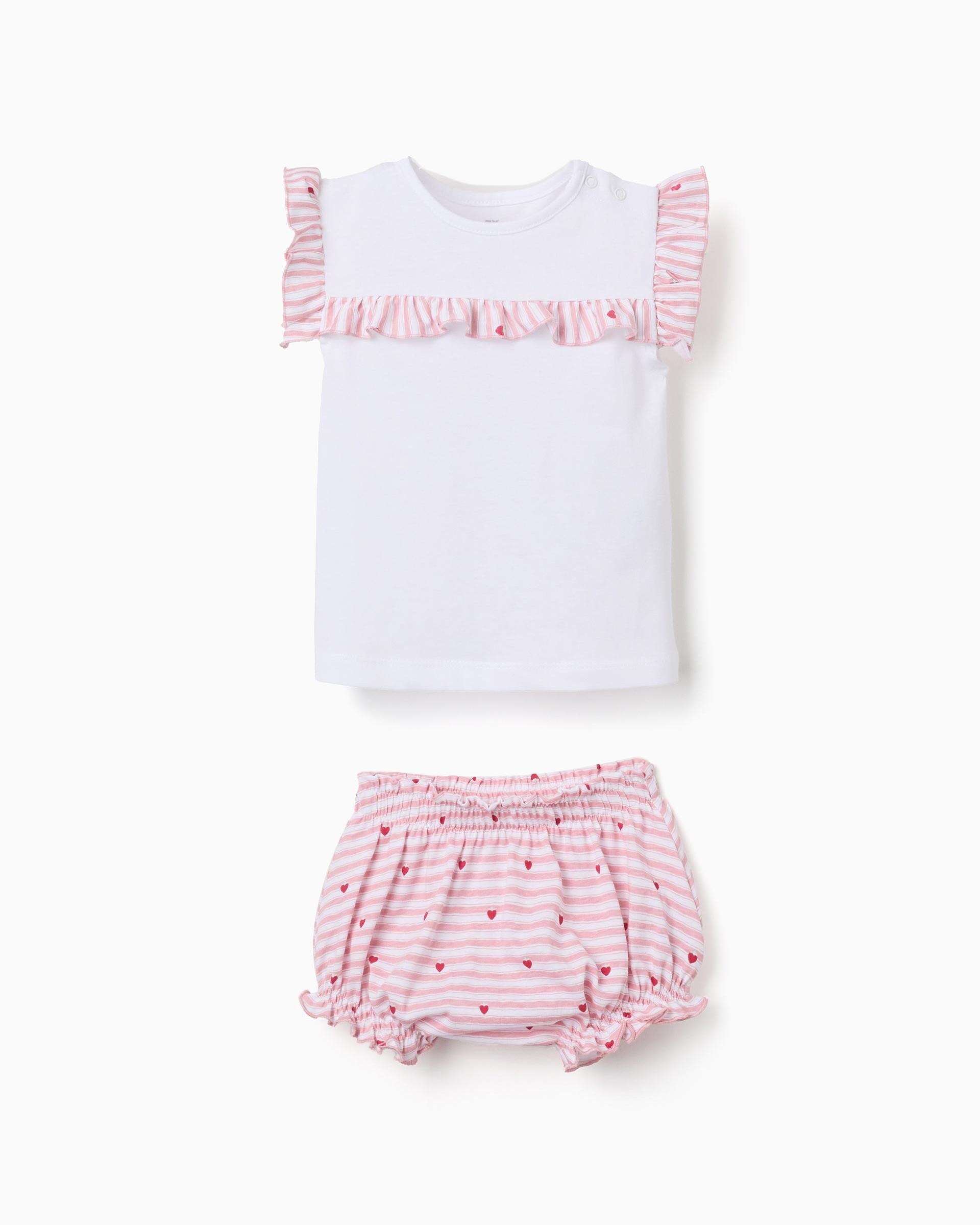 Pijama de bebé niña 100% algodón y con motivo de corazones