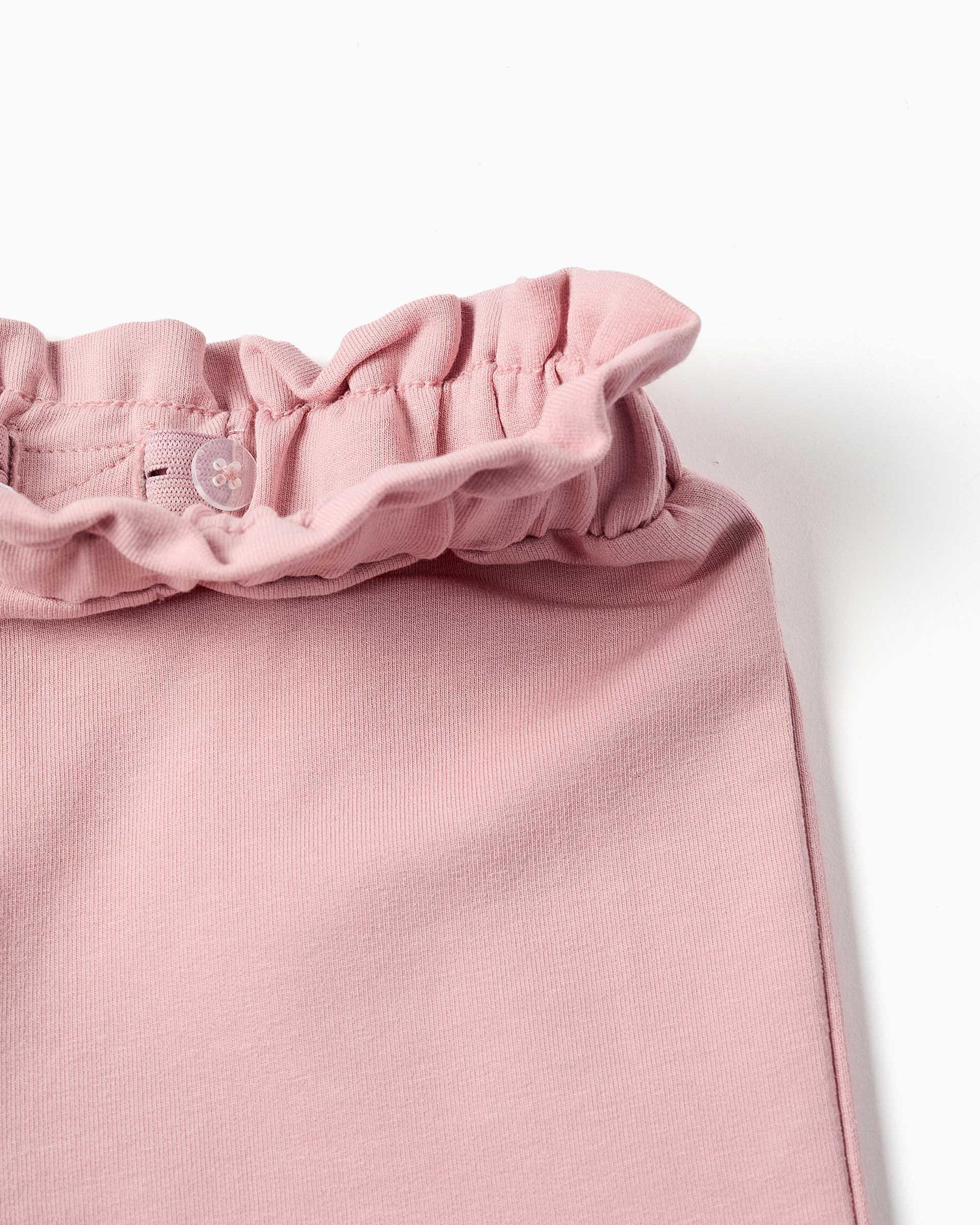 Pantalón de bebé niña de algodón y de pierna ancha - Zippy - Rosa Rosa-2