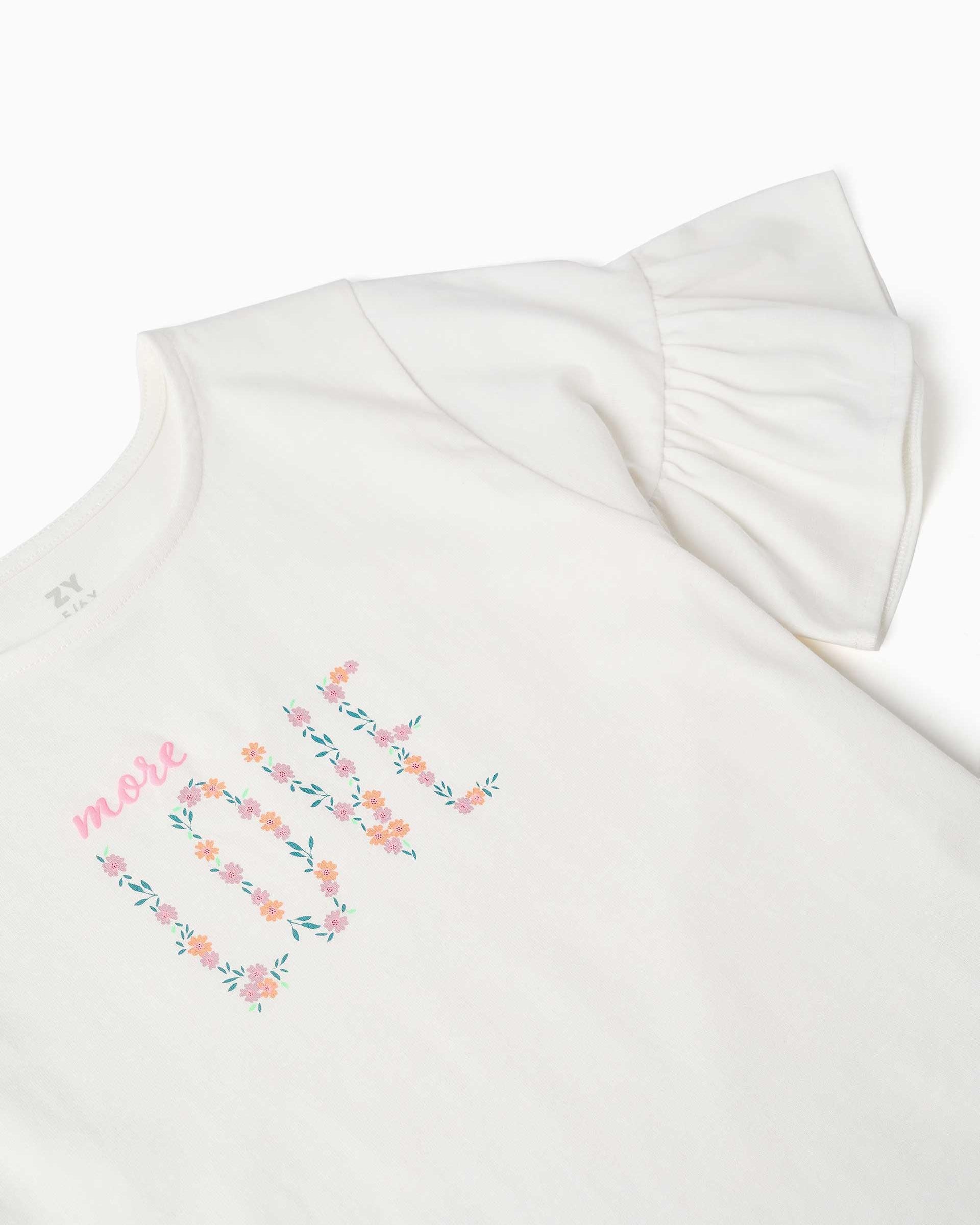 Camiseta de niña 100% algodón y con estampado - Zippy - Beige Beige-2