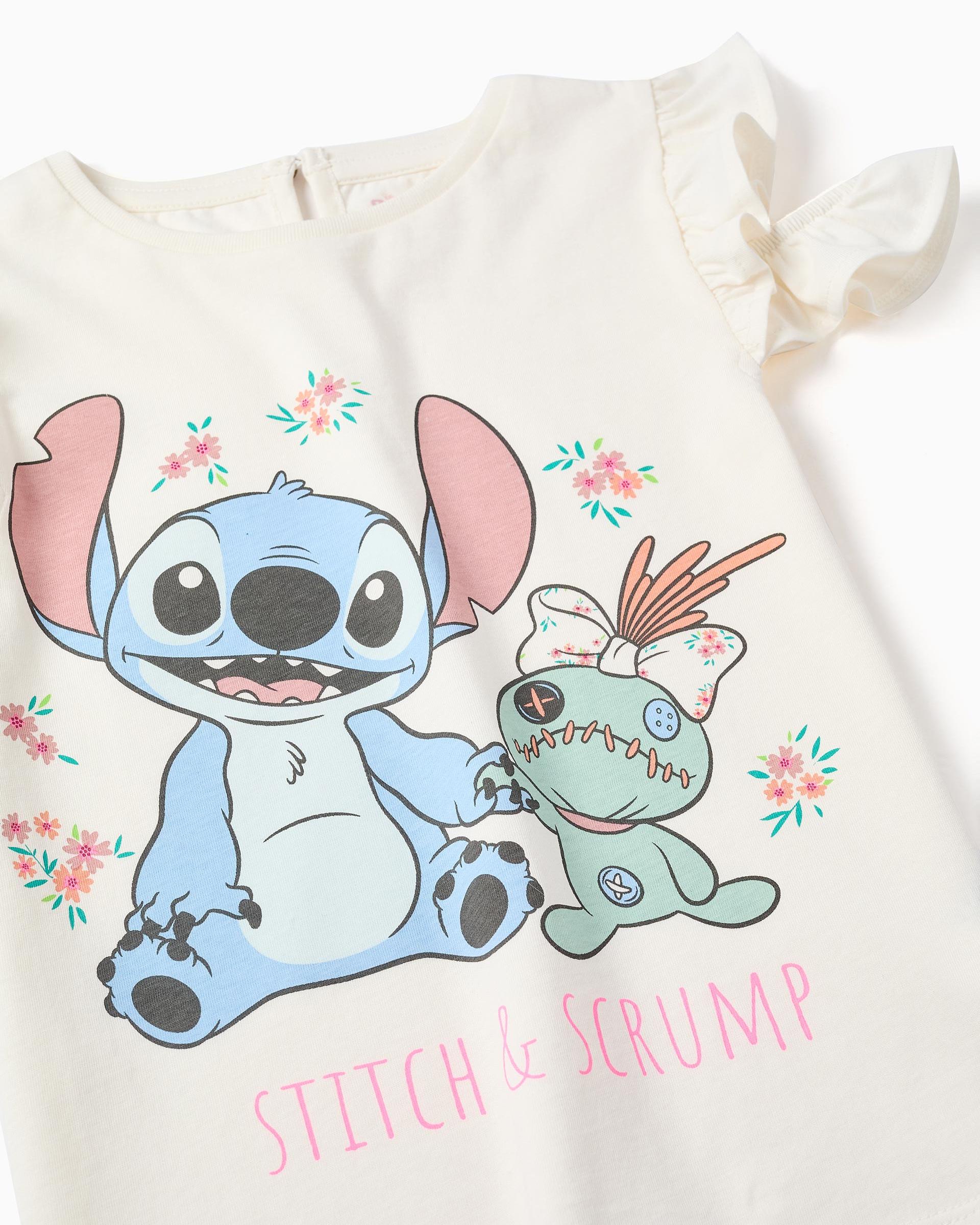 Camiseta de niña 100% algodón y con estampado stitch - Zippy - Beige Beige-2