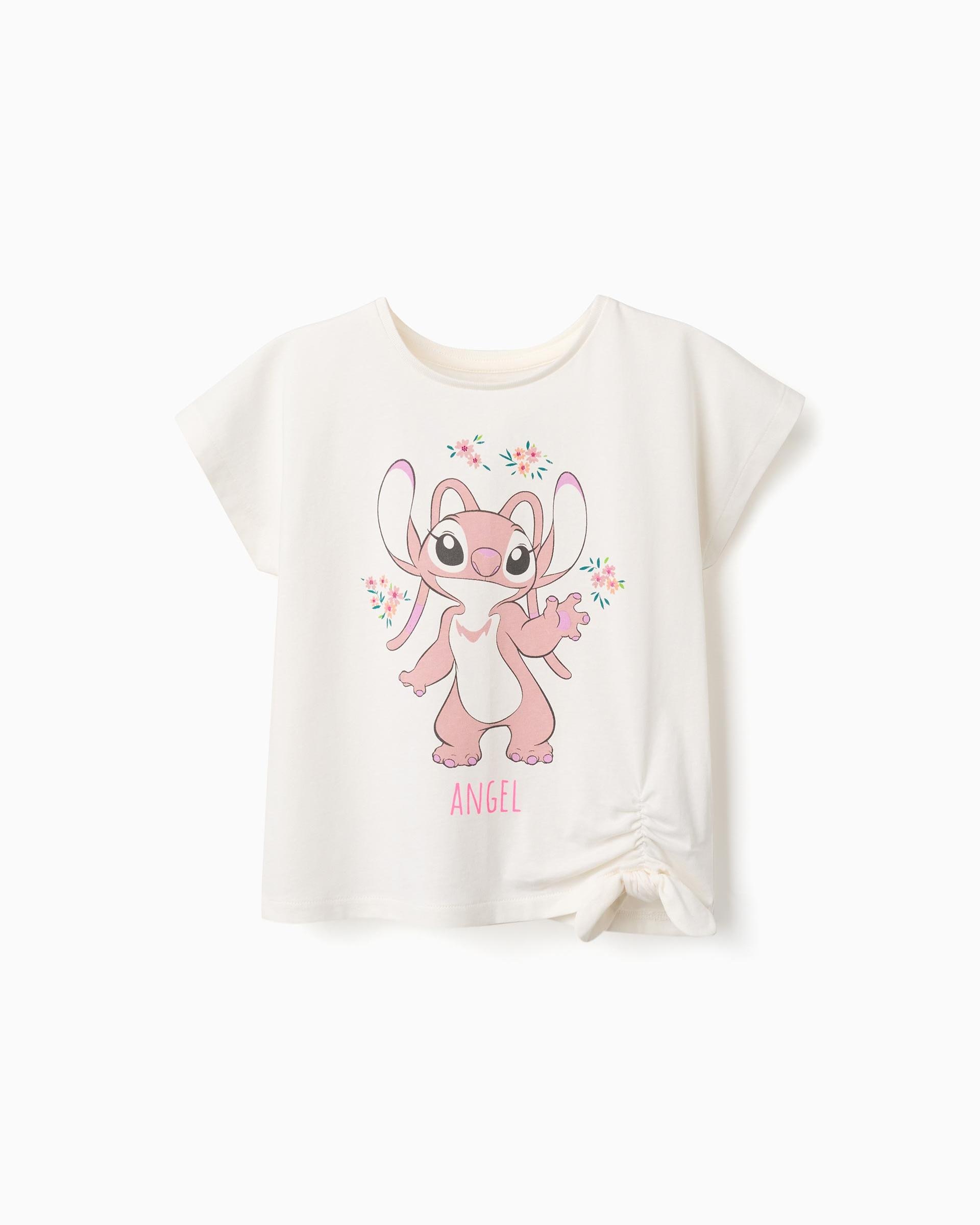 Camiseta de niña 100% algodón y con estampado stitch - Zippy - Beige Beige-1