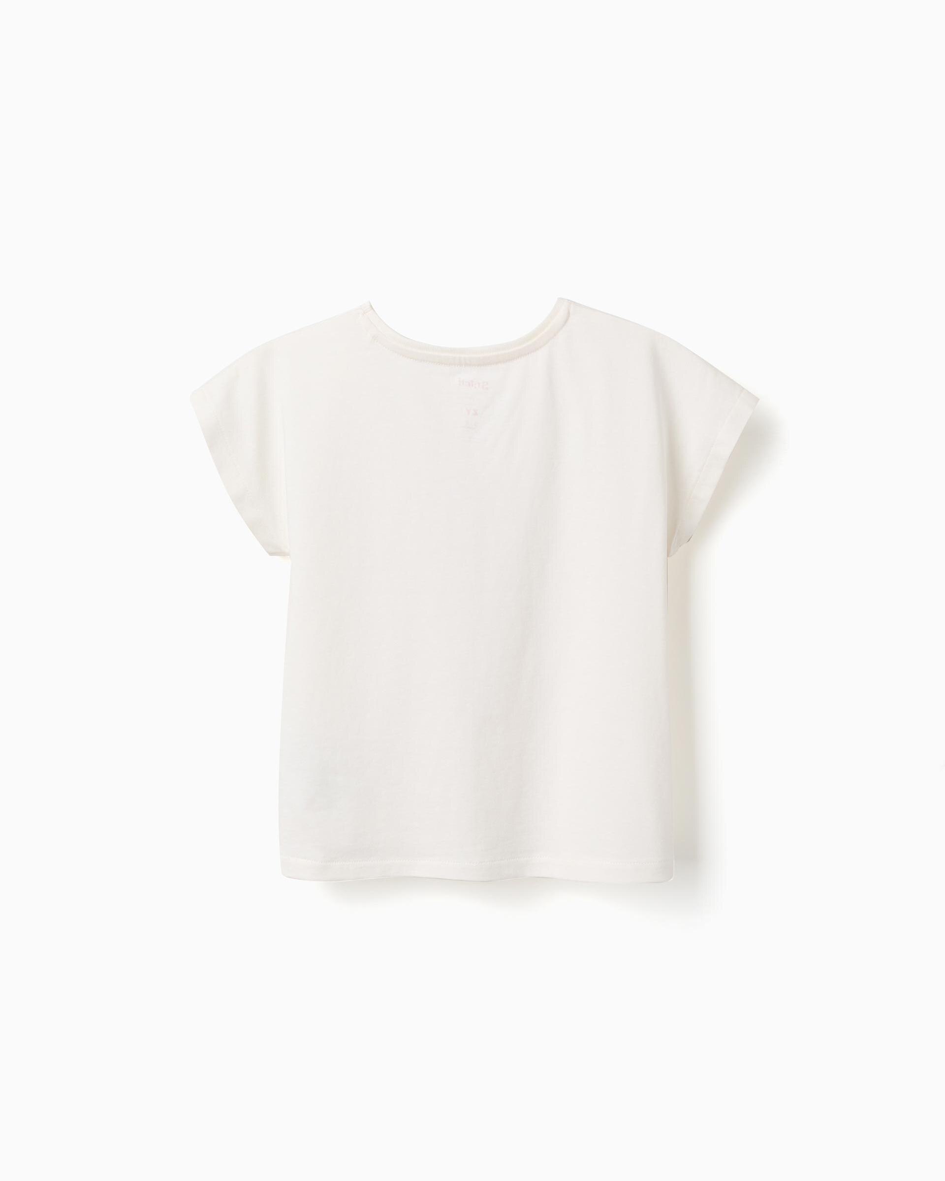 Camiseta de niña 100% algodón y con estampado stitch - Zippy - Beige Beige-3