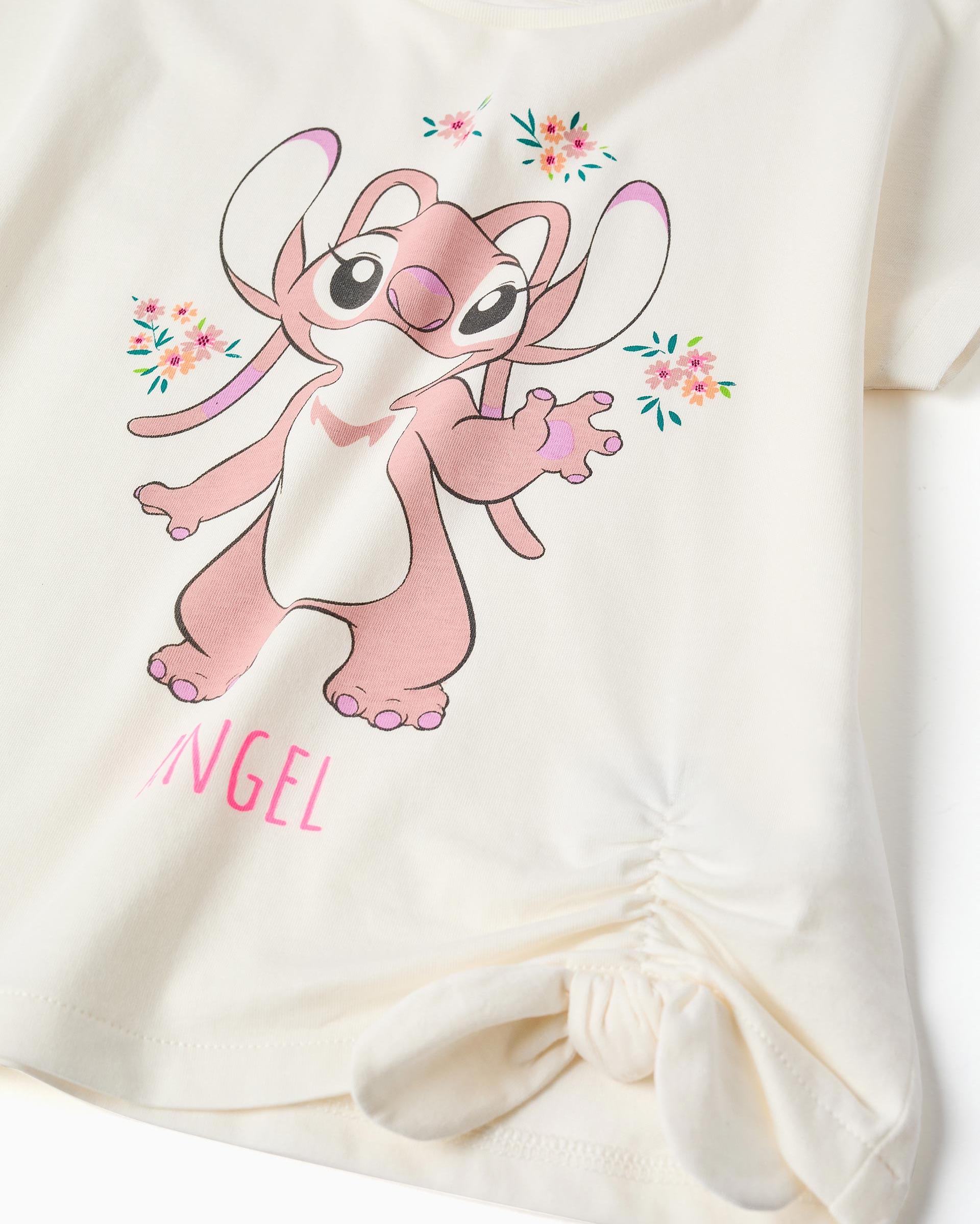 Camiseta de niña 100% algodón y con estampado stitch - Zippy - Beige Beige-2
