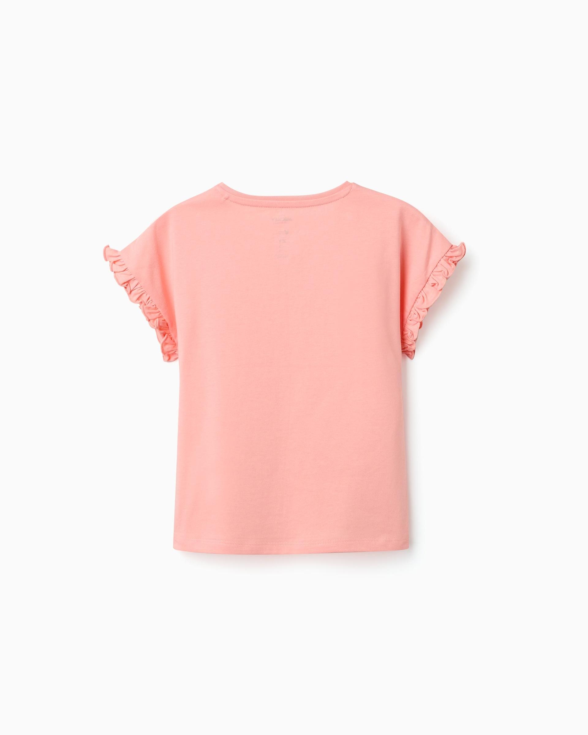 Camiseta de niña 100% algodón y con estampado minnie - Zippy - Salmón Salmón-3