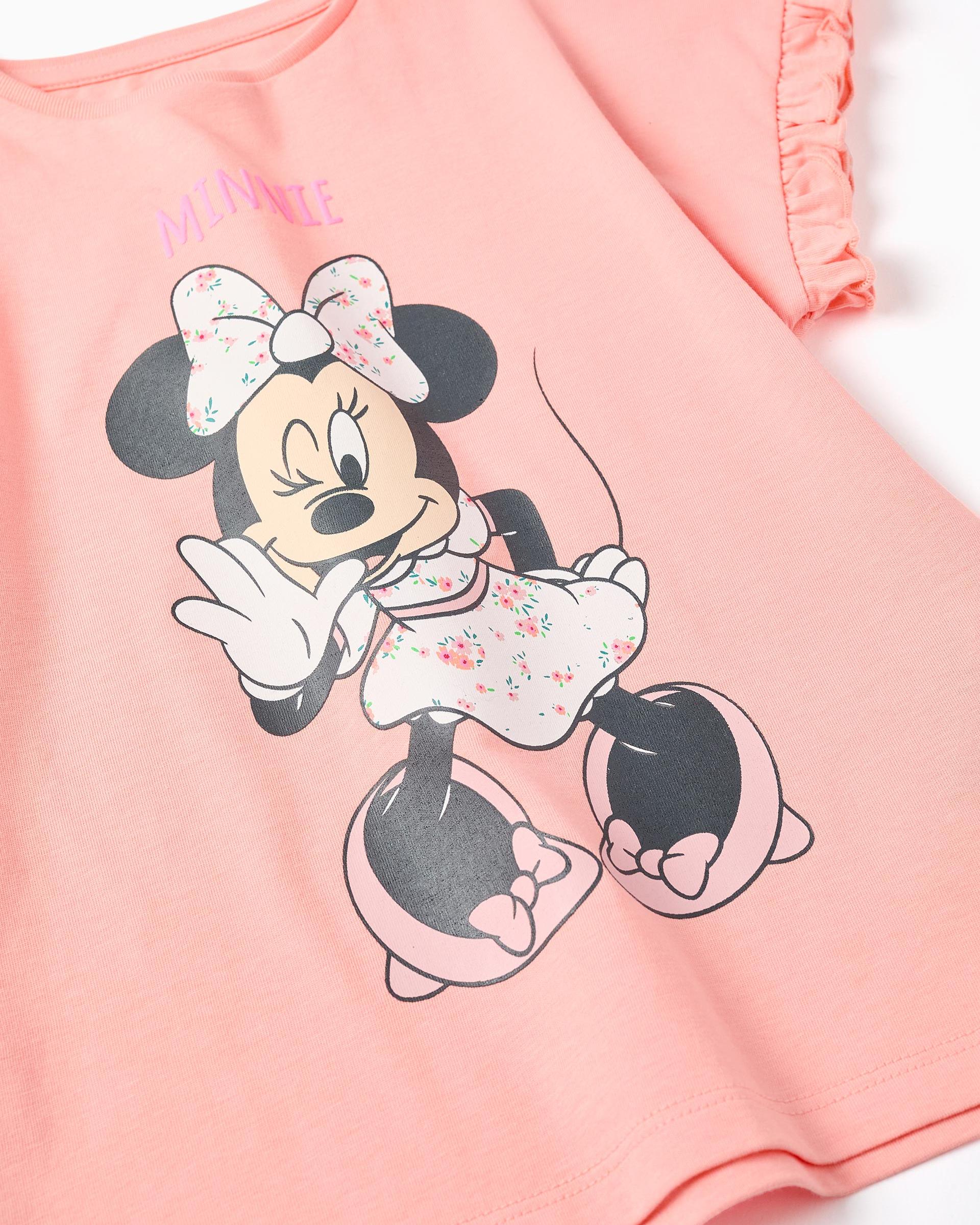 Camiseta de niña 100% algodón y con estampado minnie - Zippy - Salmón Salmón-2