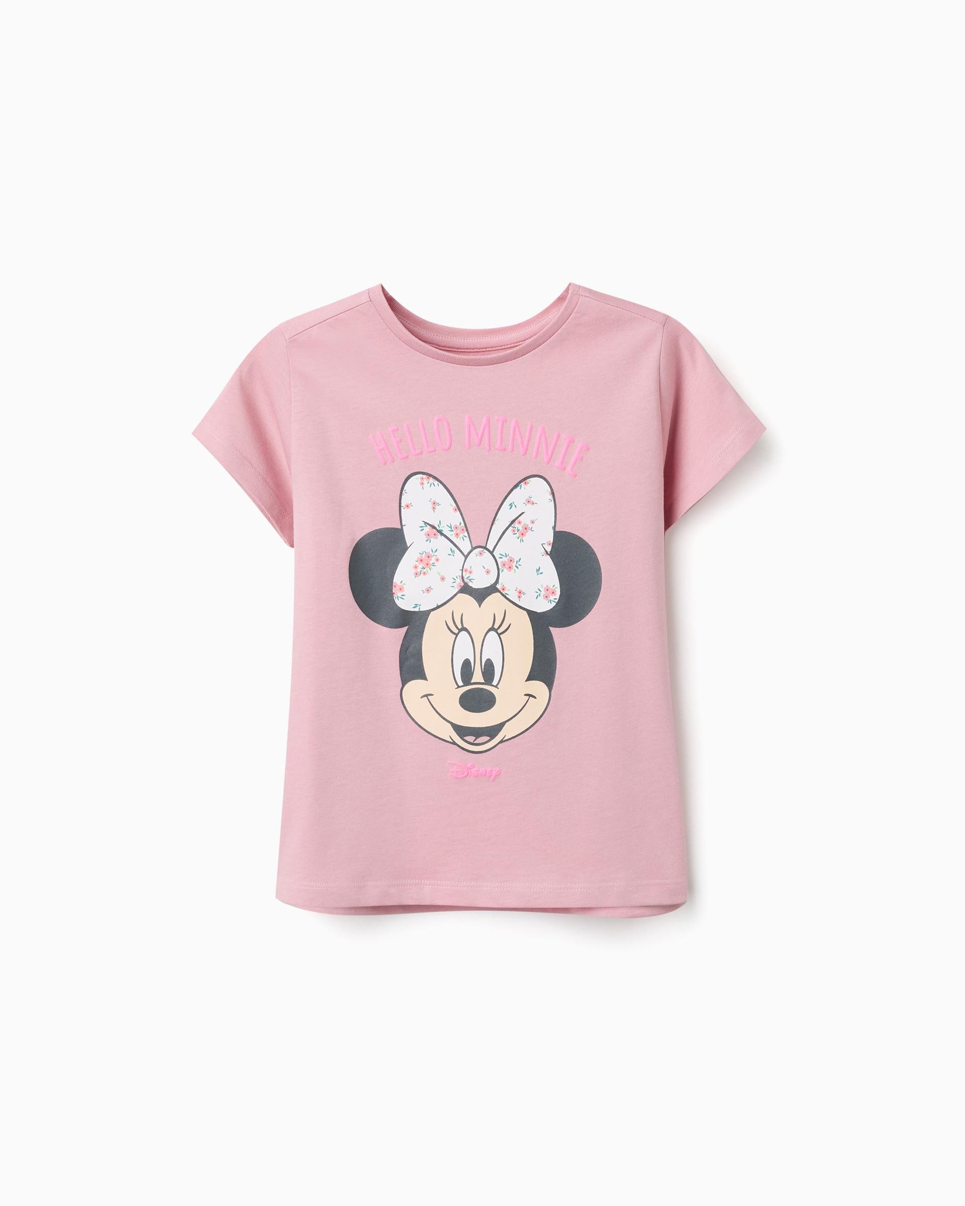 Camiseta de niña 100% algodón y con estampado minnie - Zippy - Rosa Rosa-1