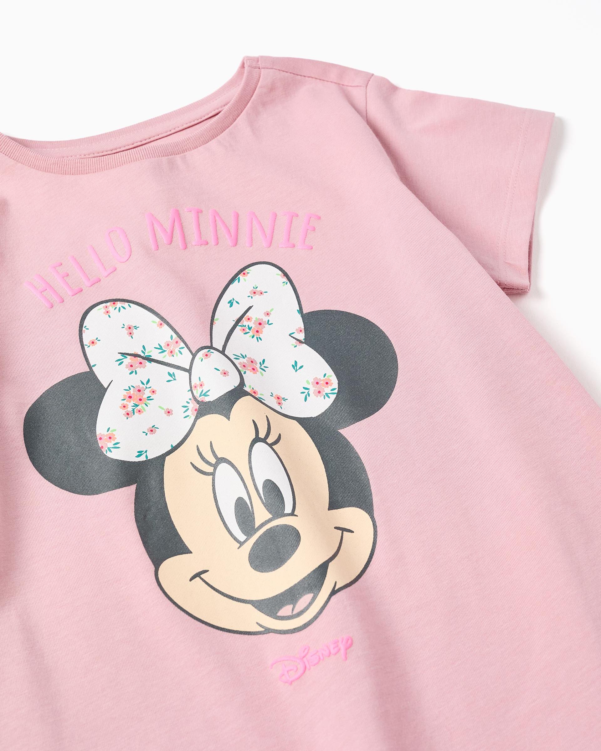 Camiseta de niña 100% algodón y con estampado minnie - Zippy - Rosa Rosa-2