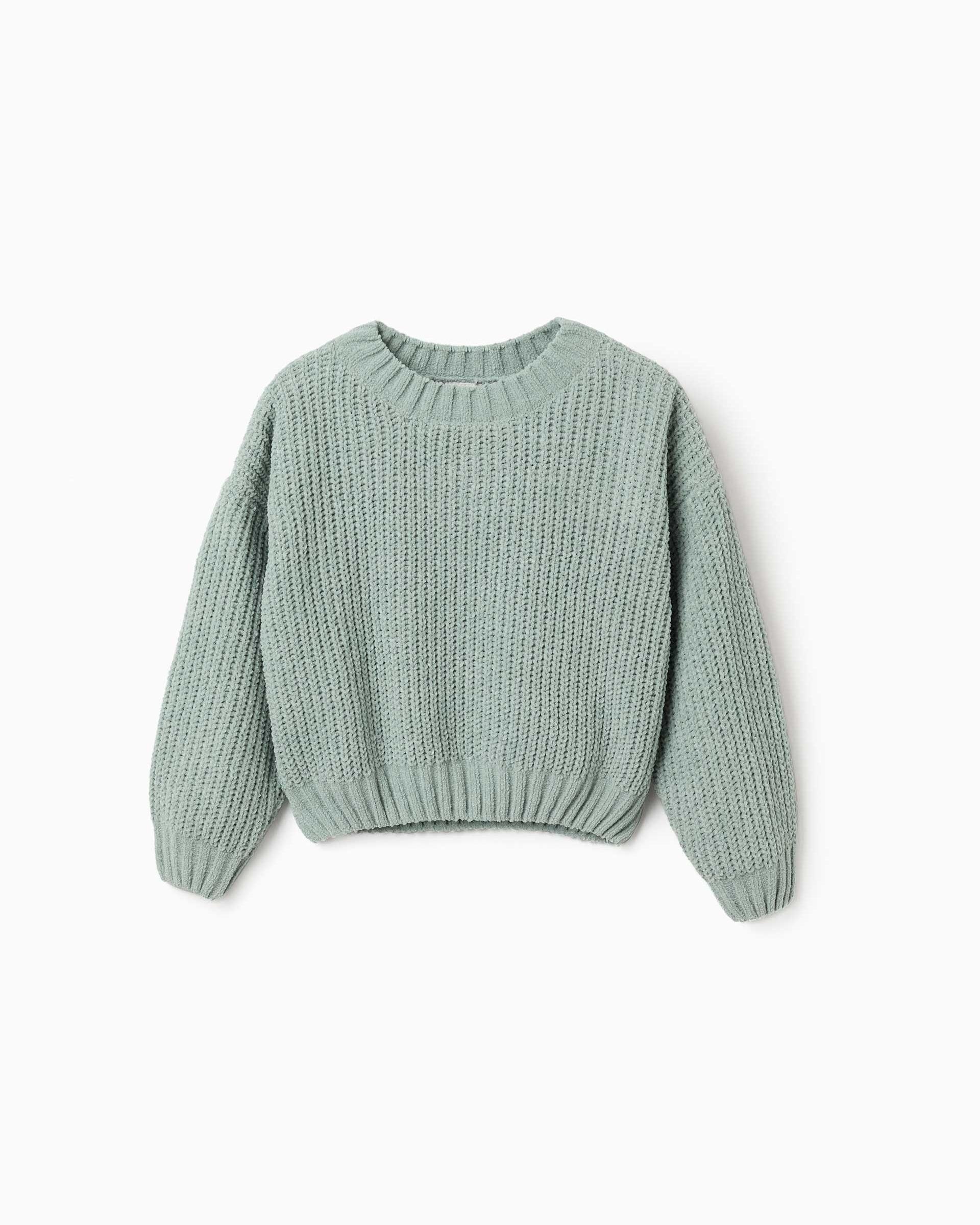 Jersey de niña de punto y con hombros caídos - Zippy - Verde Verde-1