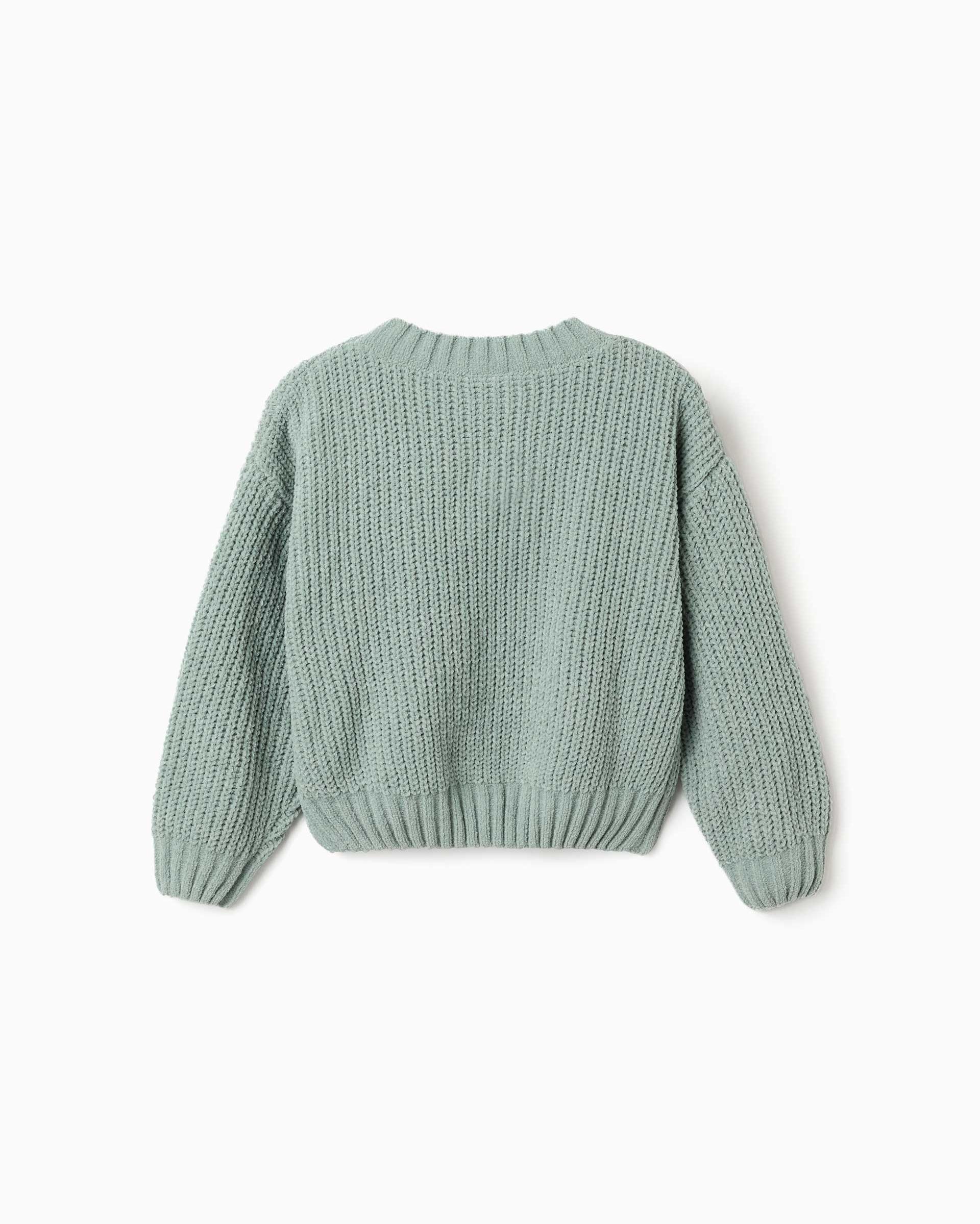 Jersey de niña de punto y con hombros caídos - Zippy - Verde Verde-3