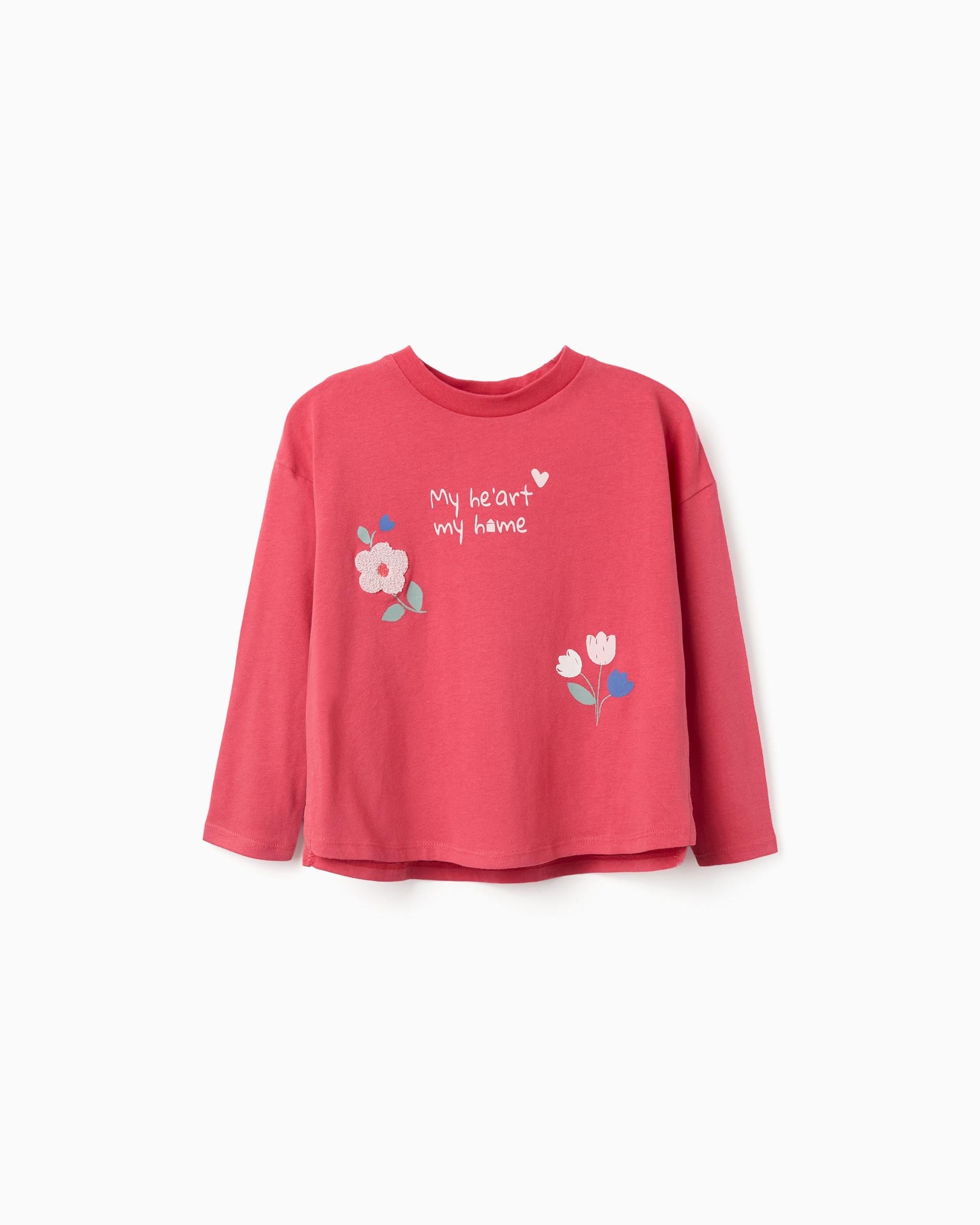 Imagen 0 de Camiseta de niña 100% algodón y con estampado Rojo