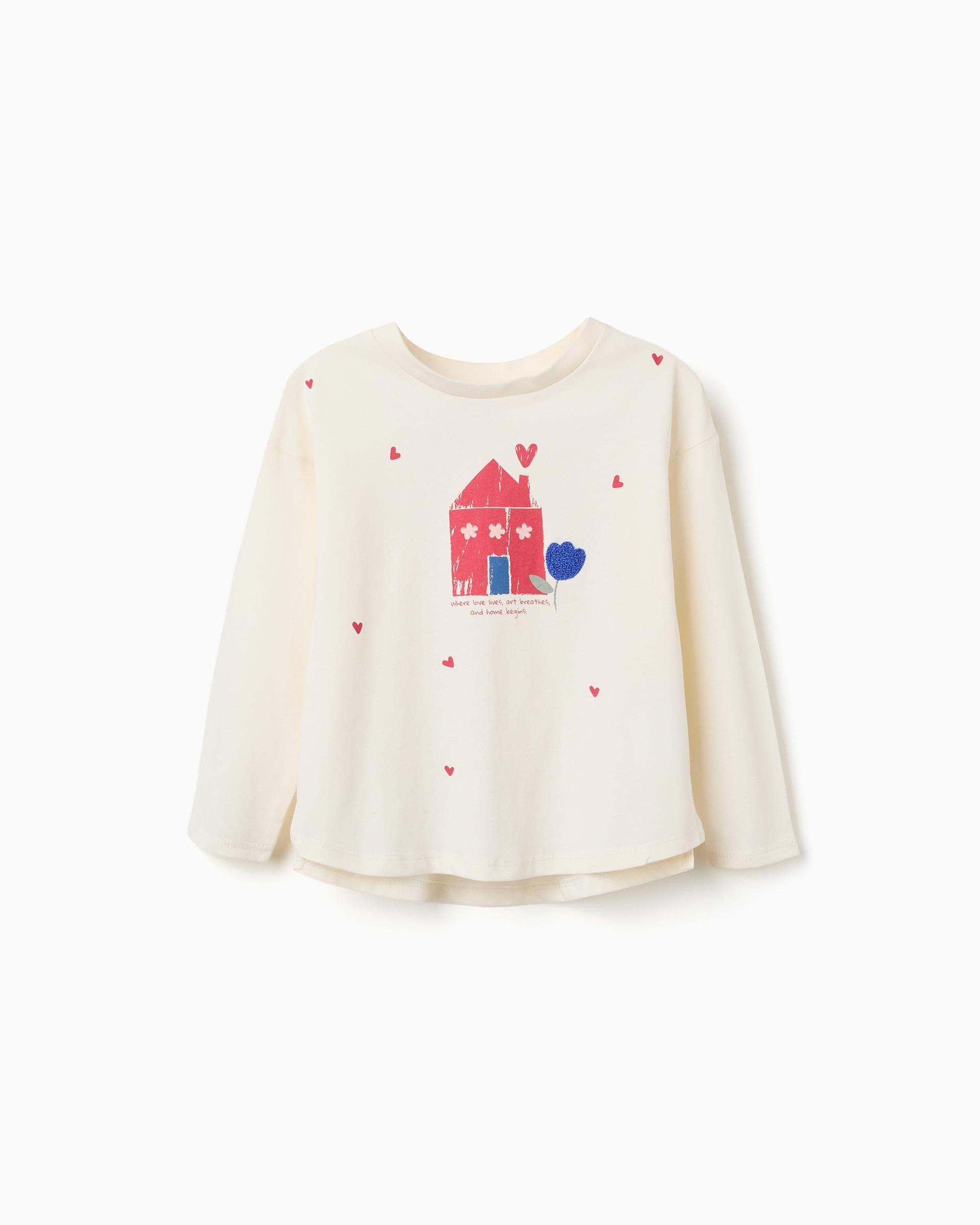 Camiseta de niña 100% algodón y con estampado - Zippy - Blanco Blanco-1