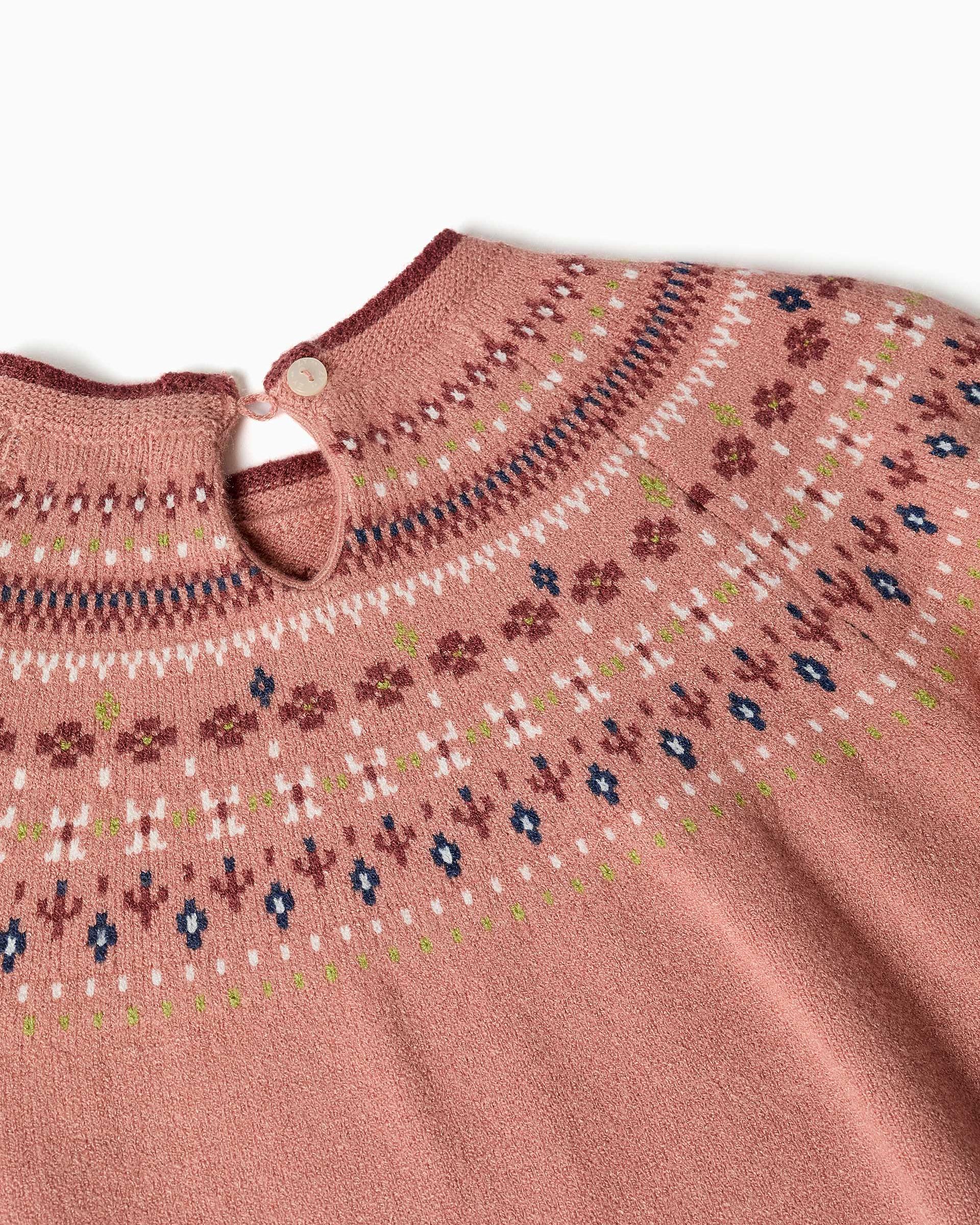 Jersey de niña de punto y con jacquard - Zippy - Rosa Rosa-2
