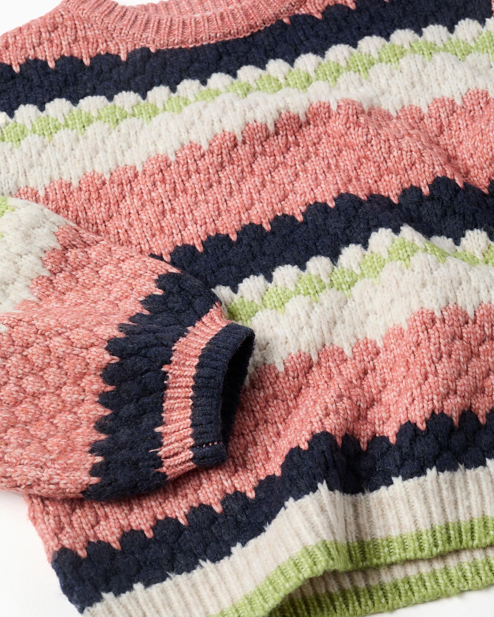 Jersey de niña de punto y a rayas - Zippy - Rosa Rosa-2