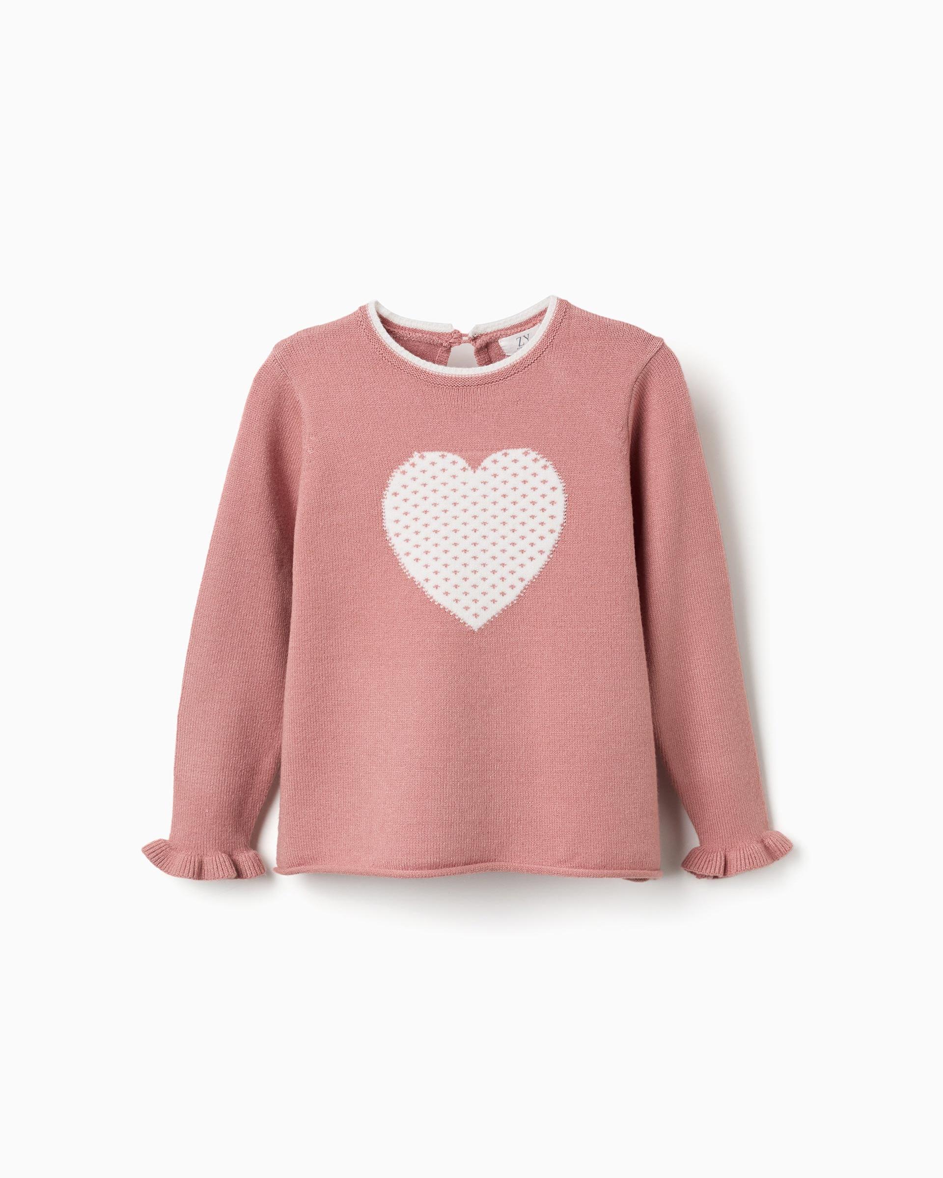Jersey de niña de punto y con jacquard - Zippy - Rosa Rosa-1