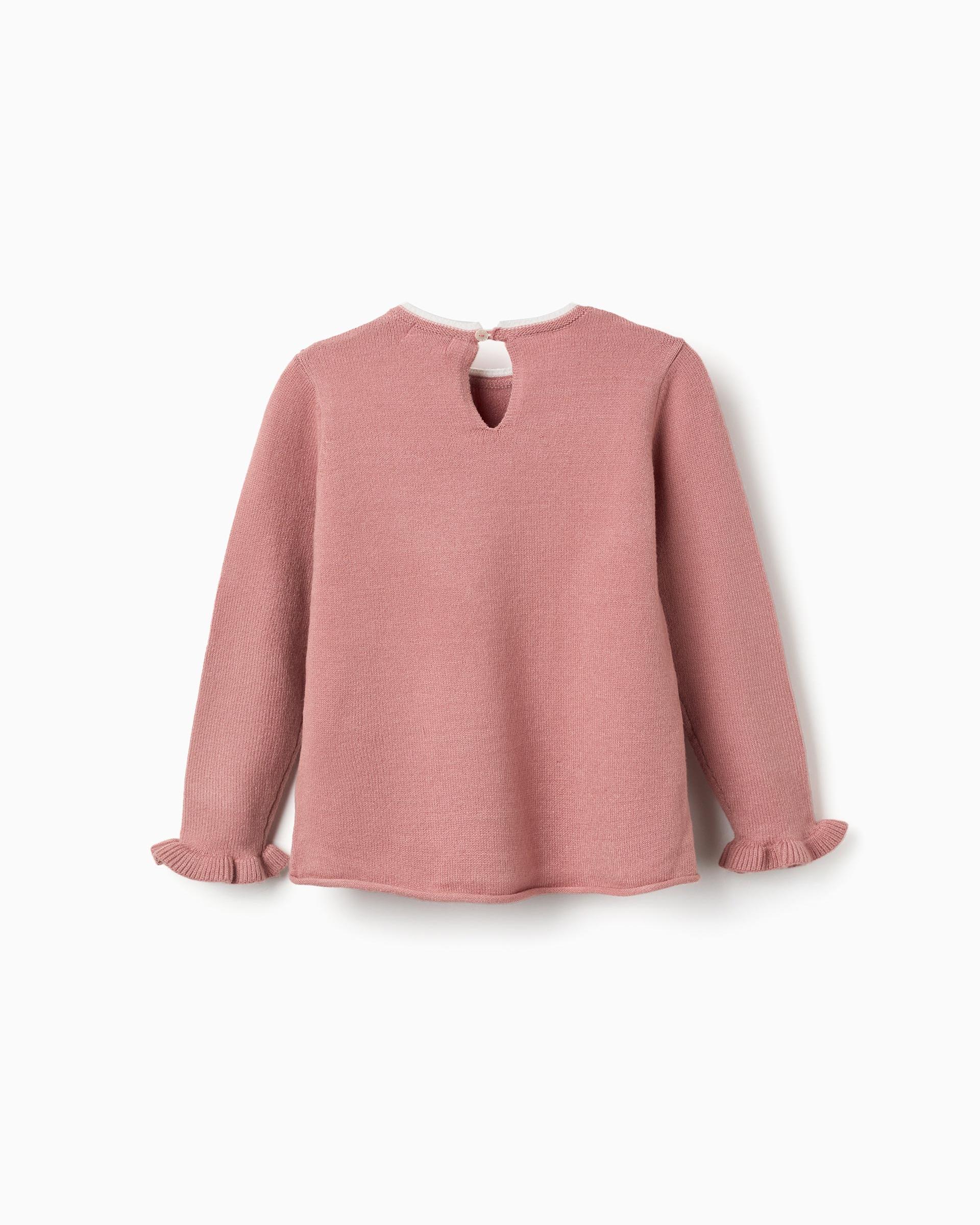 Jersey de niña de punto y con jacquard - Zippy - Rosa Rosa-3