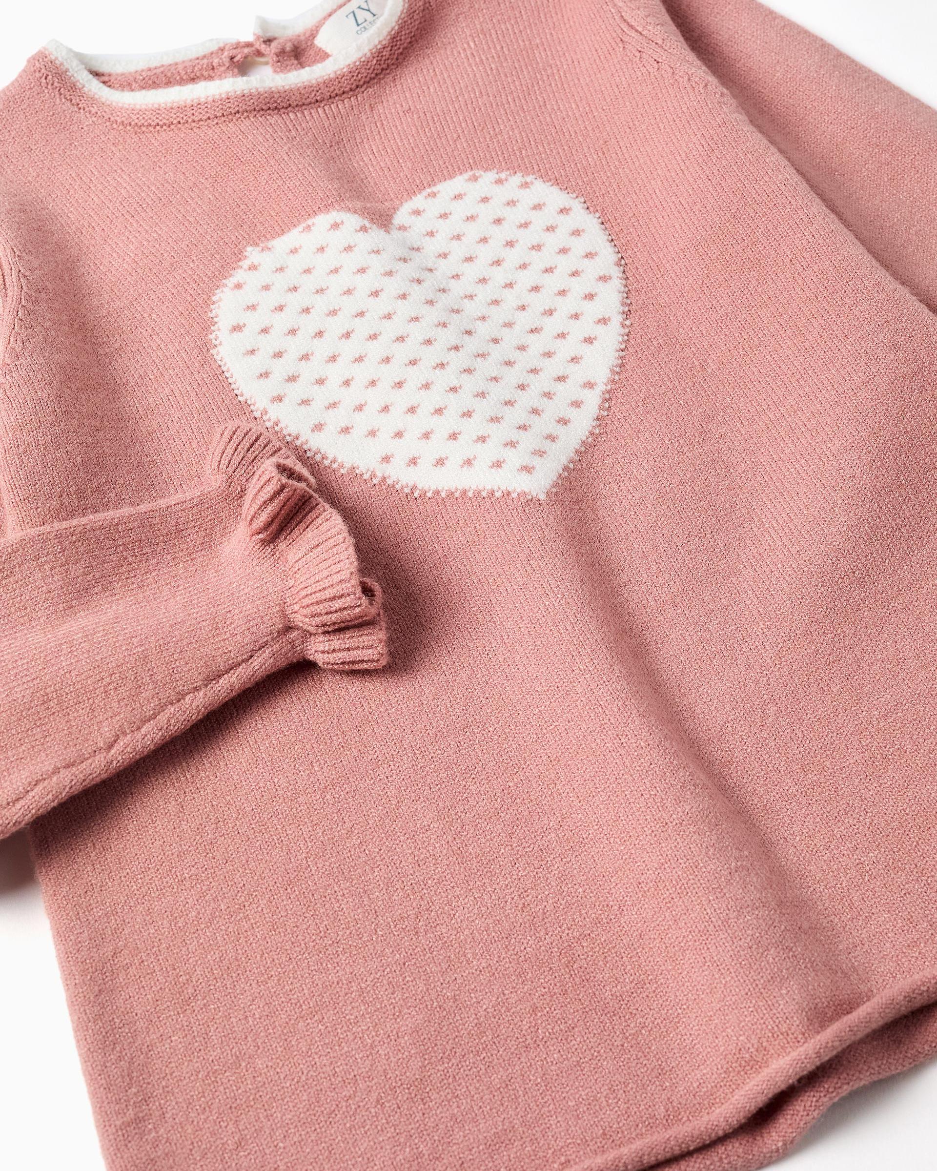 Jersey de niña de punto y con jacquard - Zippy - Rosa Rosa-2