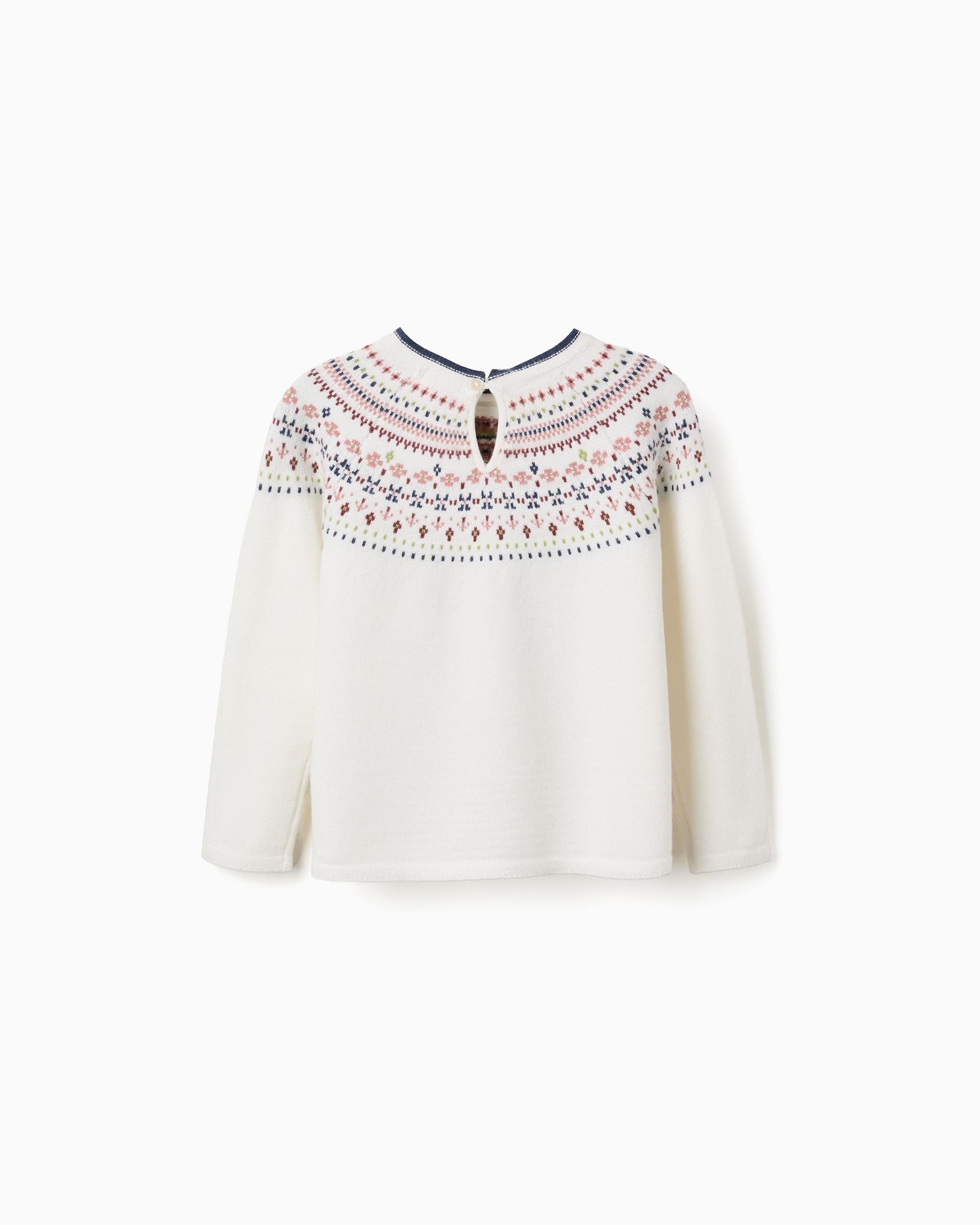 Jersey de niña de punto y con jacquard - Zippy - Blanco Blanco-3