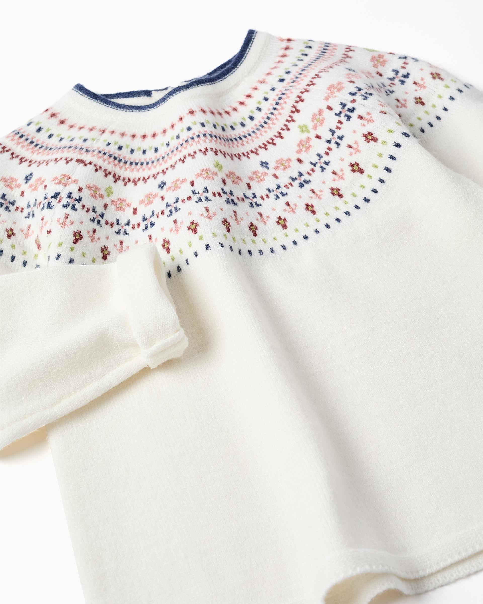 Jersey de niña de punto y con jacquard - Zippy - Blanco Blanco-2