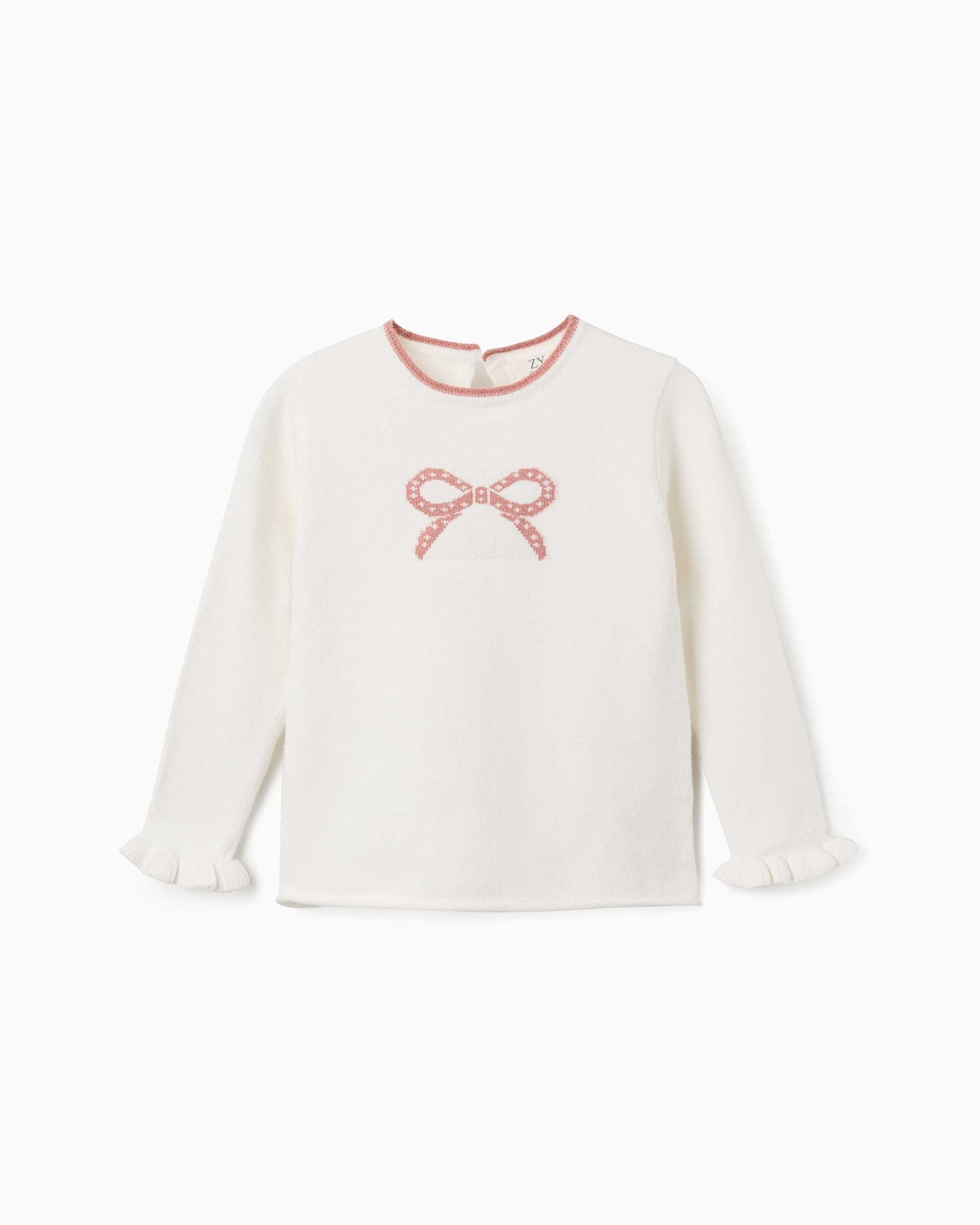 Imagen 0 de Jersey de niña de punto y con jacquard Blanco