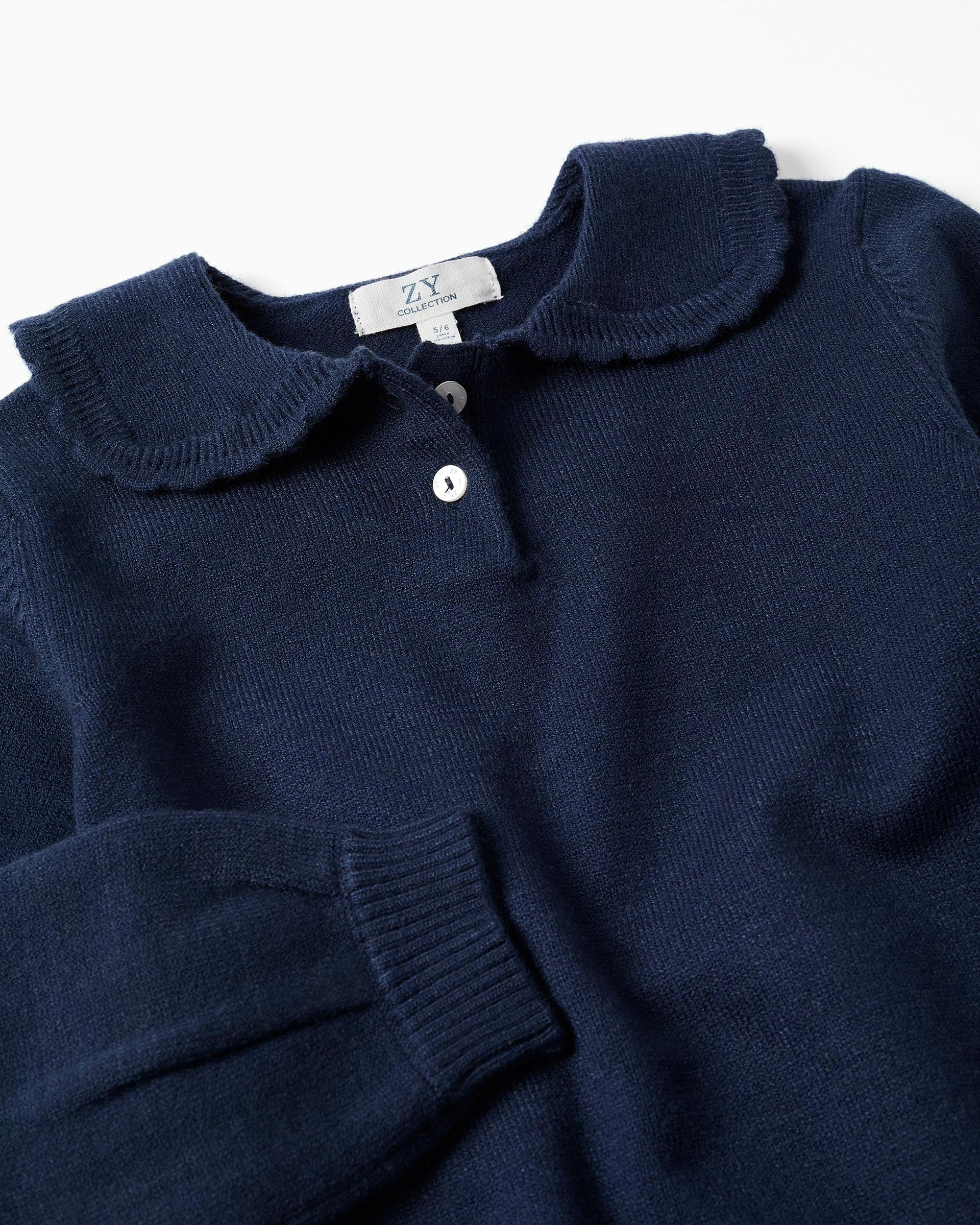 Imagen 2 de Jersey de niña de punto y con cuello festoneado - Zippy - Azul marino Azul marino