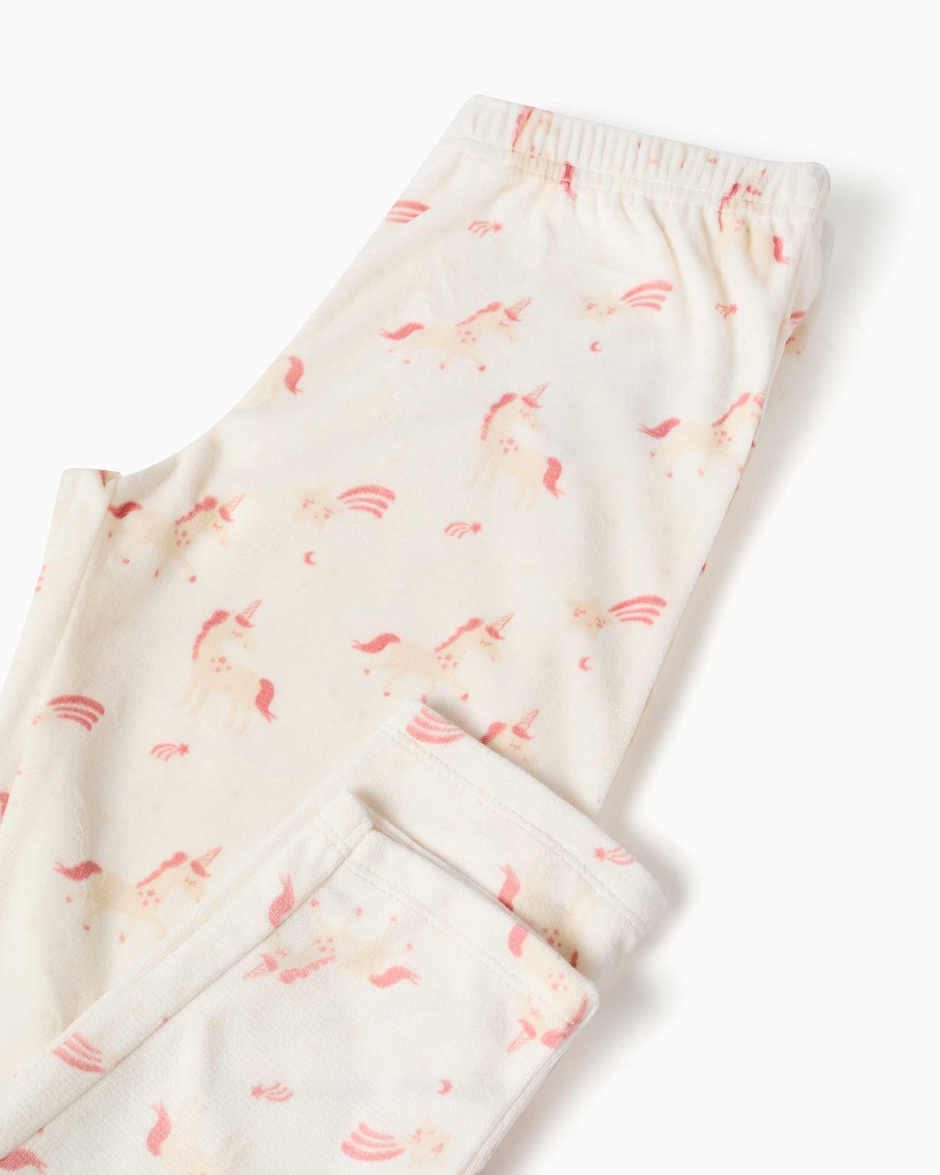 Imagen 4 de Pijama de niña de terciopelo y con estampado unicornio y estrellas - Zippy - Blanco Blanco