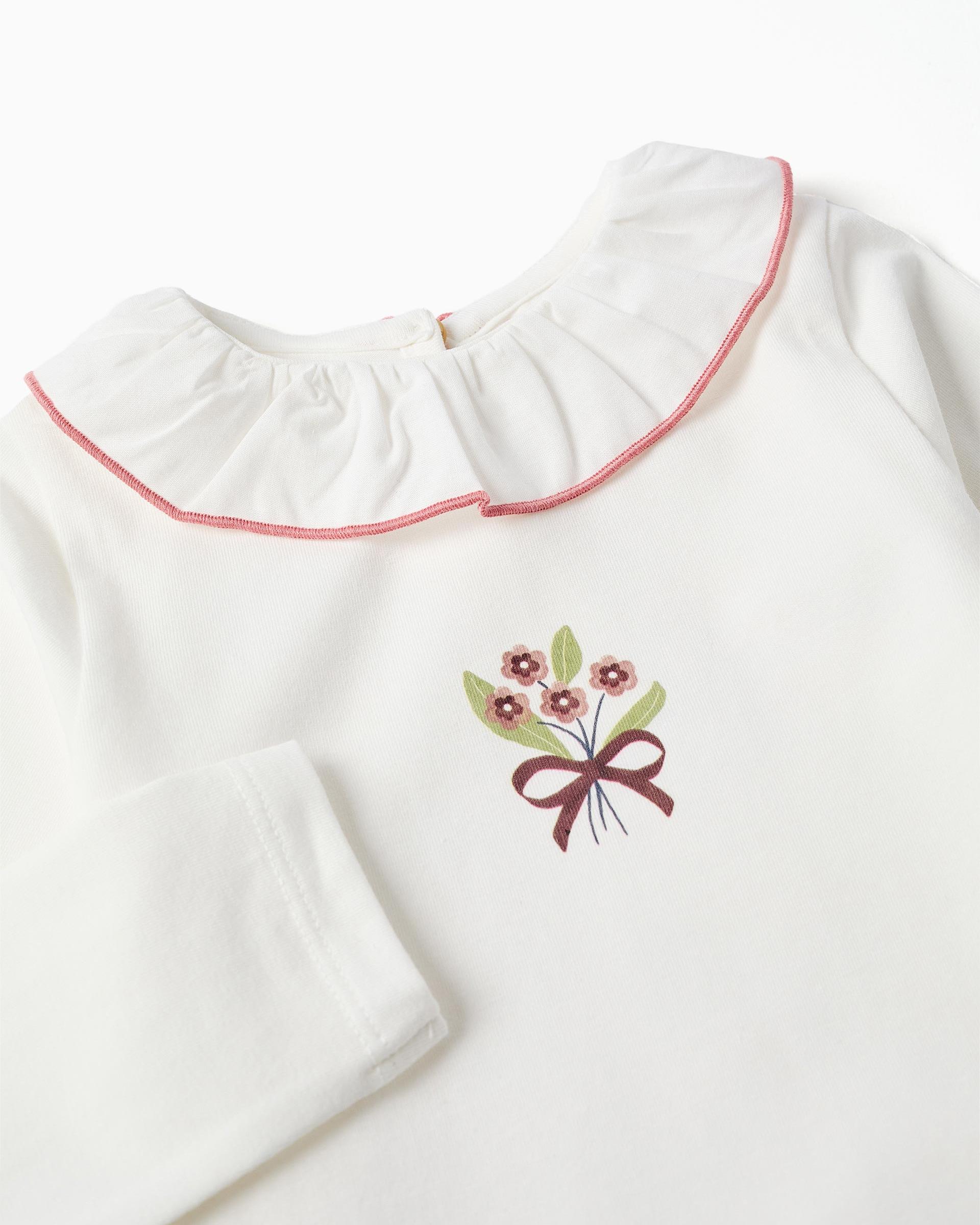 Imagen 2 de Body de bebé niña de algodón y con estampado floral - Zippy - Blanco Blanco