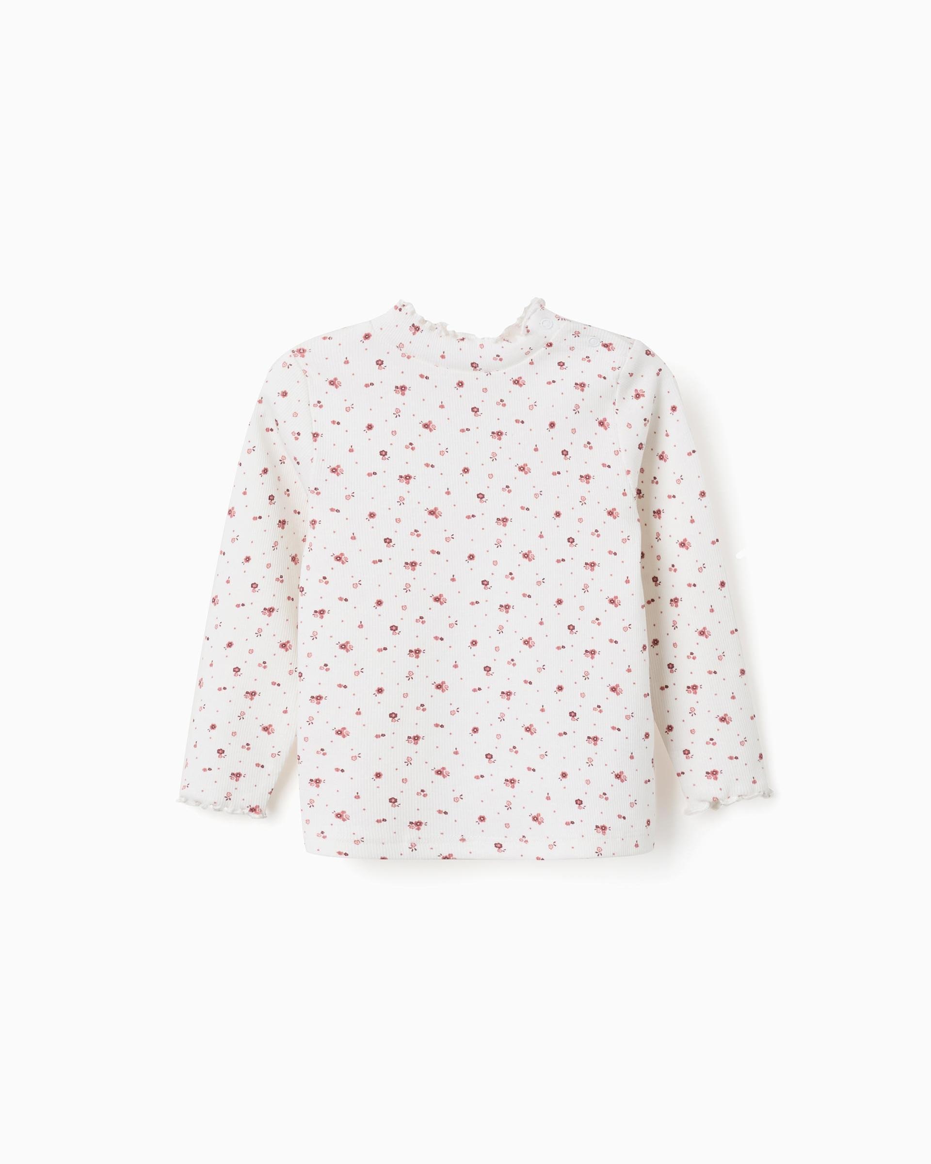 Imagen 0 de Camiseta de bebé niña de algodón y acanalada Blanco
