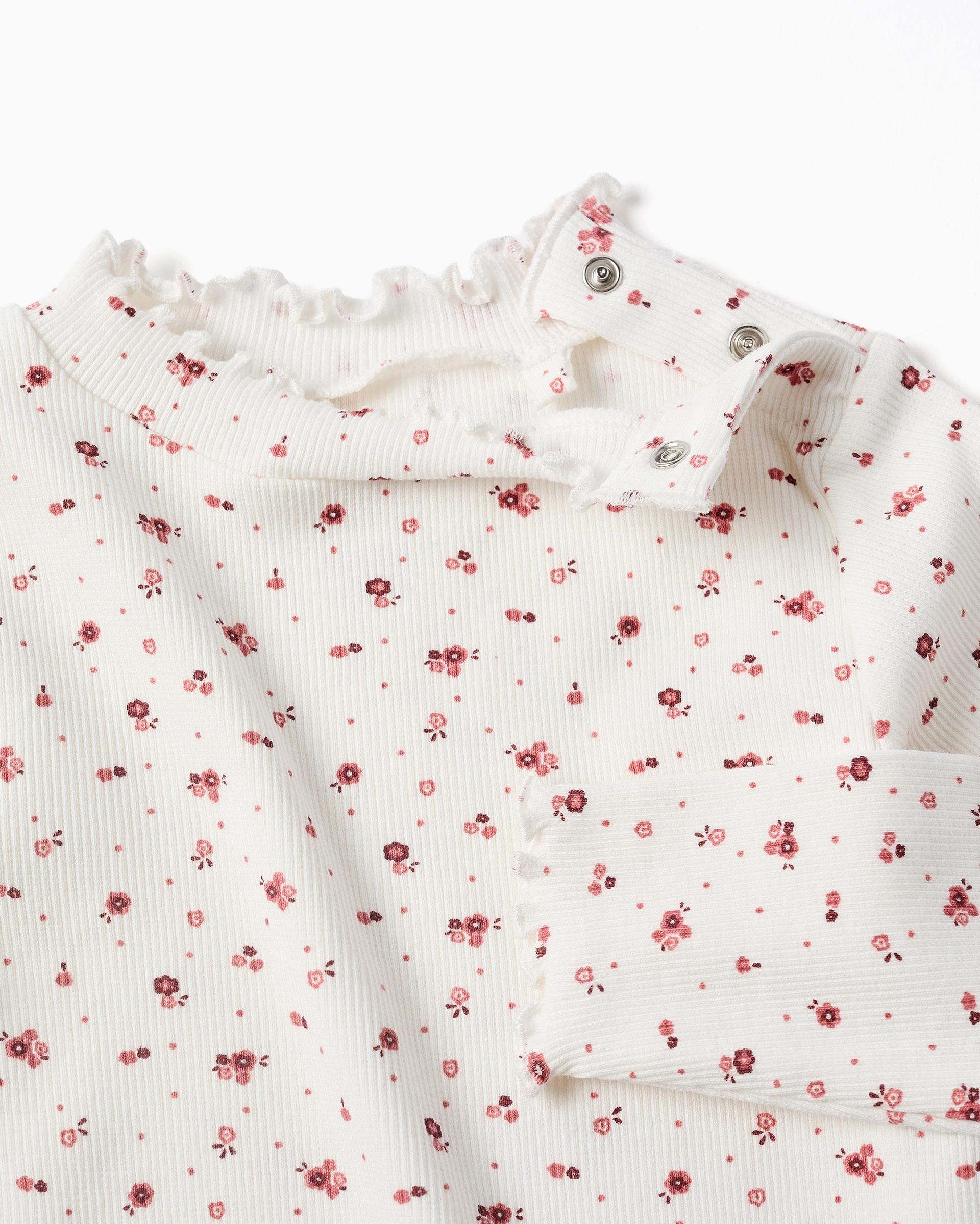 Camiseta de bebé niña de algodón y acanalada - Zippy - Blanco Blanco-2