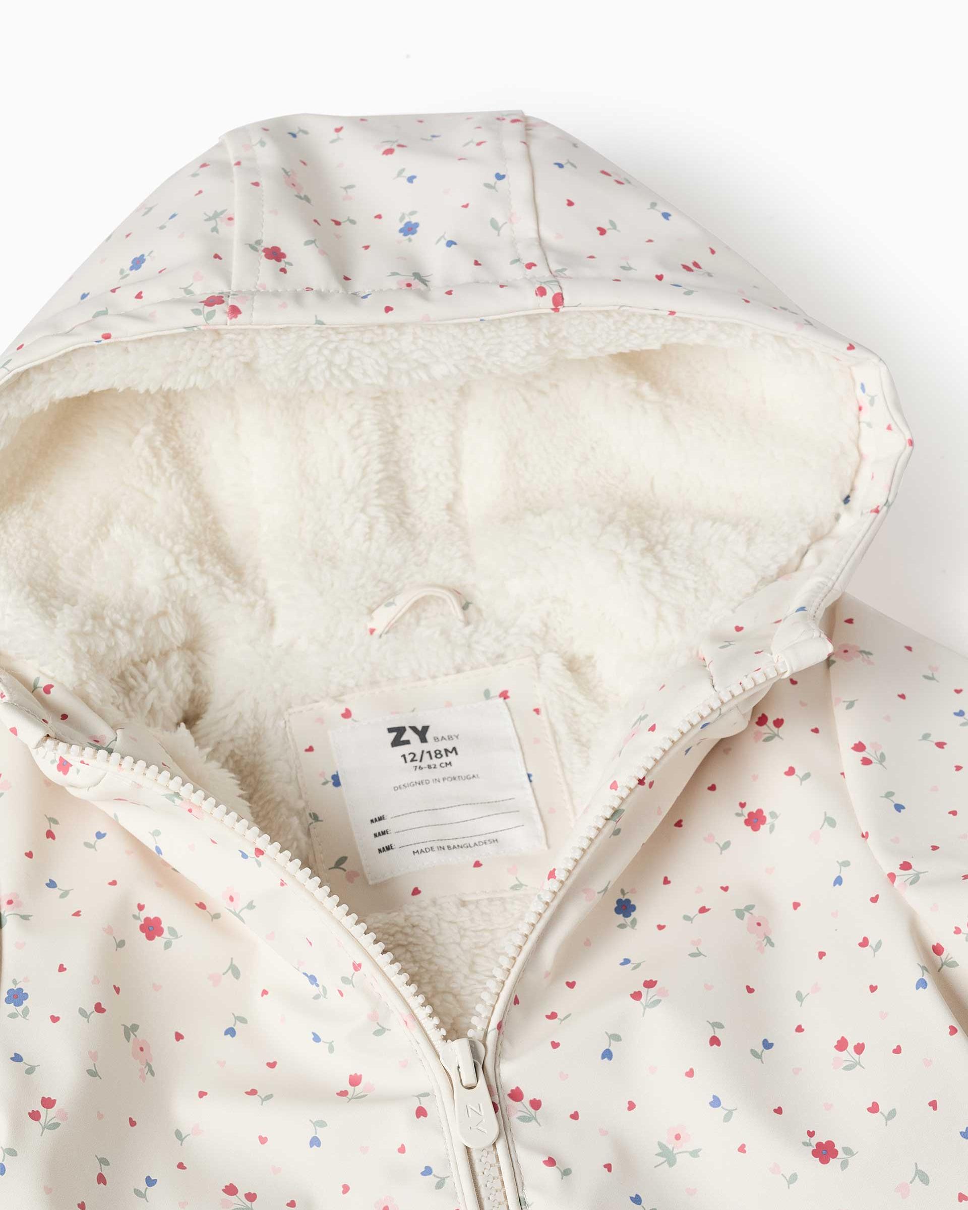 Parka de bebé niña engomada con capucha y forro de sherpa - Zippy - Blanco Blanco-2