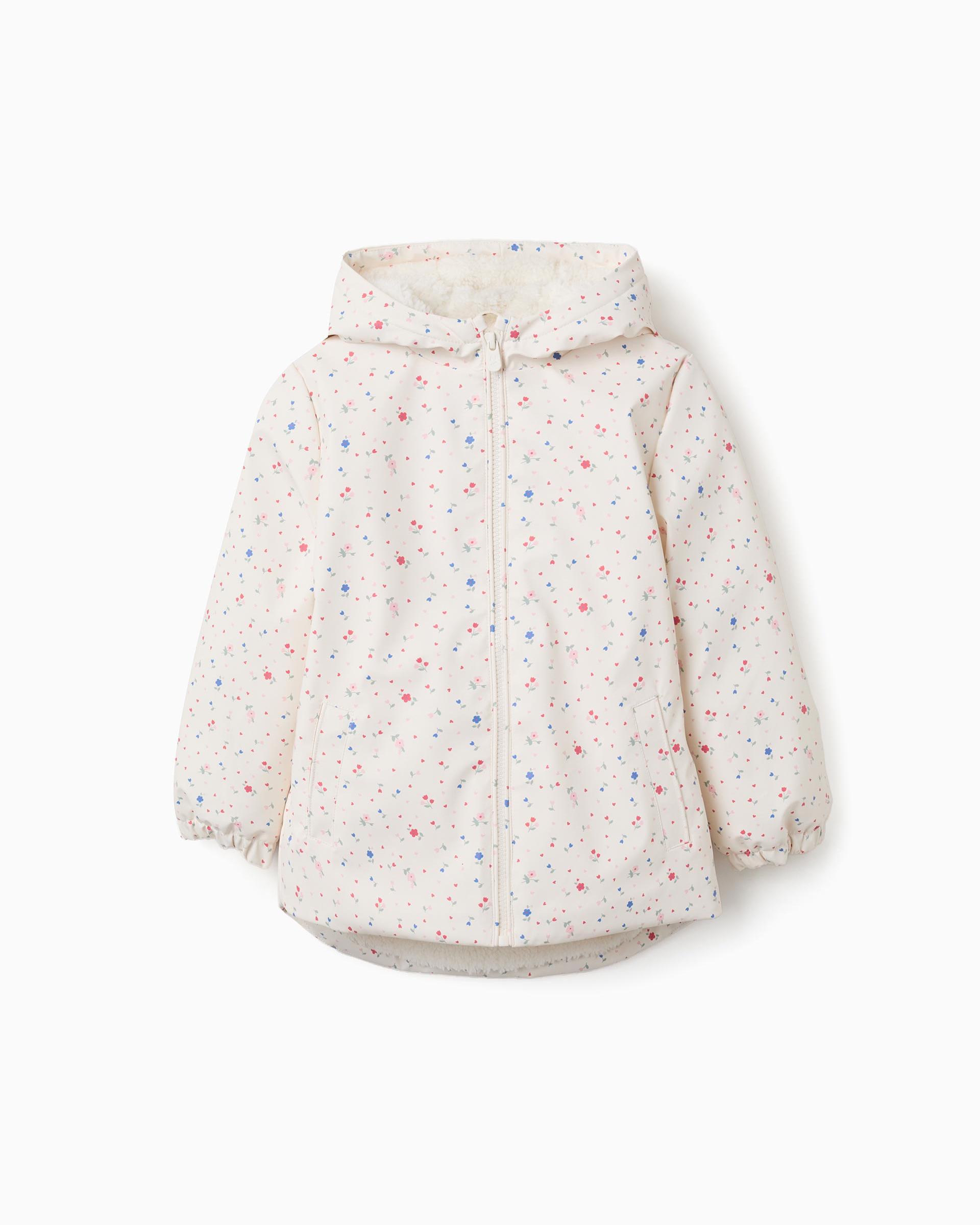 Imagen 1 de Parka de niña engomada con capucha y forro de sherpa Blanco