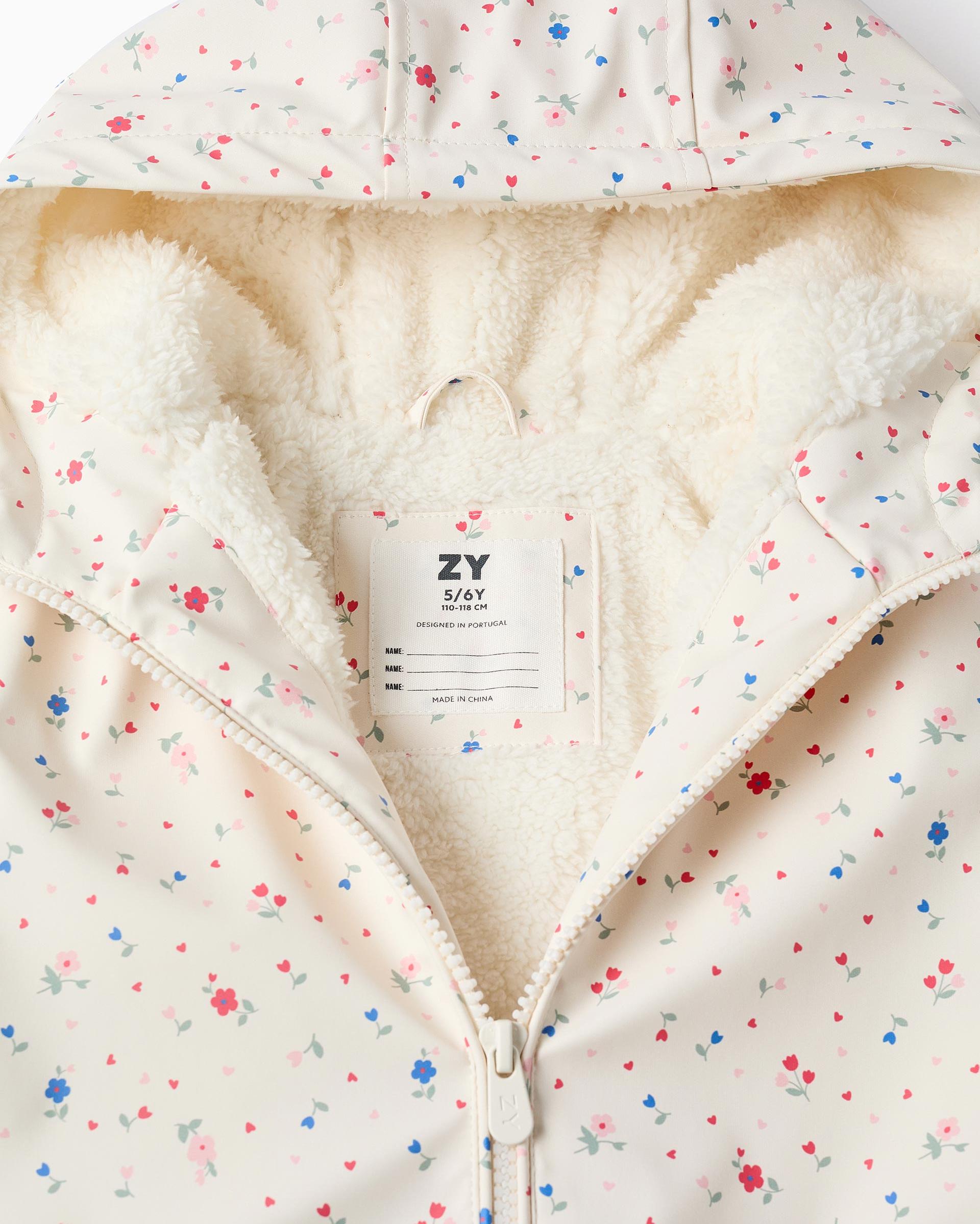 Imagen 2 de Parka de niña engomada con capucha y forro de sherpa - Zippy - Blanco Blanco