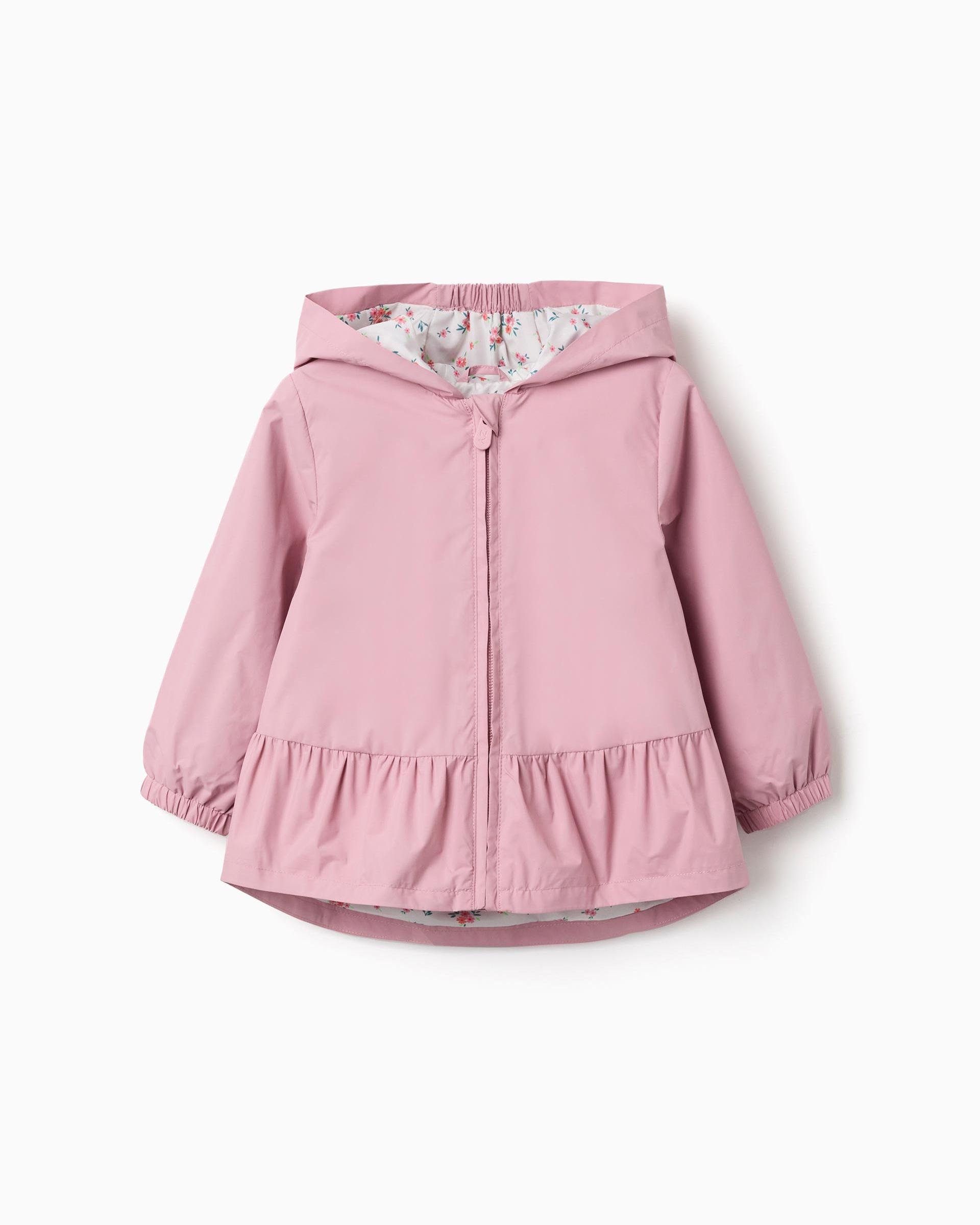 Imagen 0 de Parka de bebé niña coravientos con capucha y forro Rosa