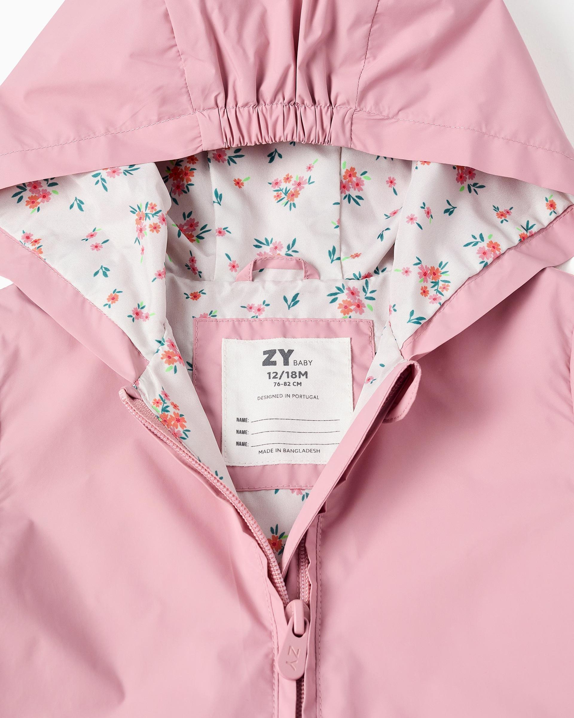 Parka de bebé niña coravientos con capucha y forro - Zippy - Rosa Rosa-3