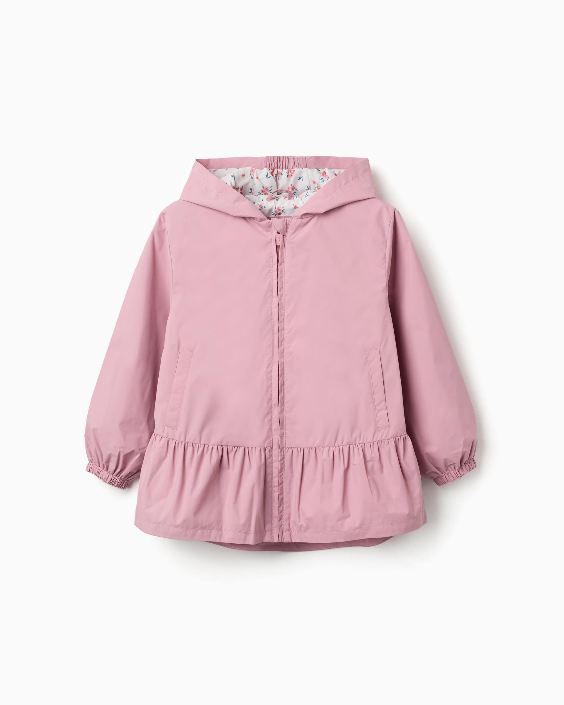 Parka de niña cortavientos con capucha y forro - Zippy - Rosa Rosa-1