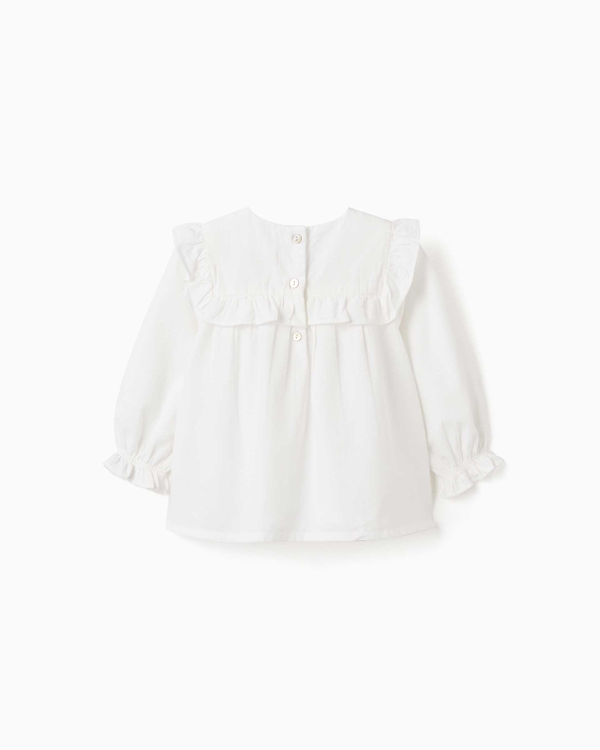 Imagen 3 de Blusa de bebé niña 100% algodón y con flores bordadas - Zippy - Blanco Blanco